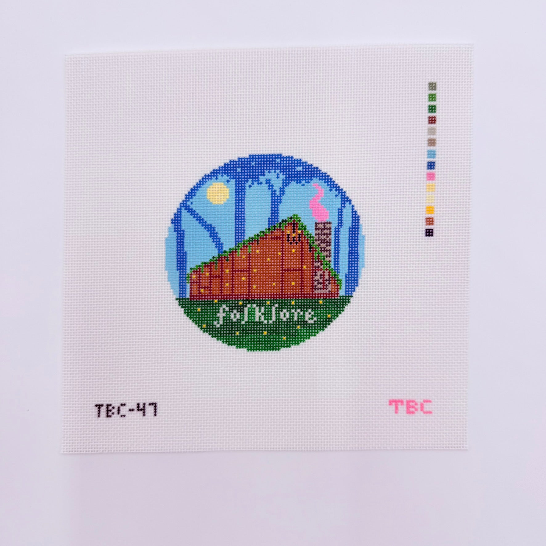 Foklore Round Canvas - KC Needlepoint