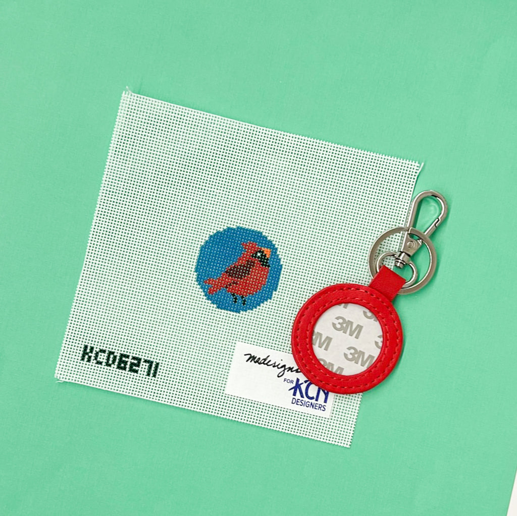 Cardinal on Blue Key Fob Kit - KC Needlepoint