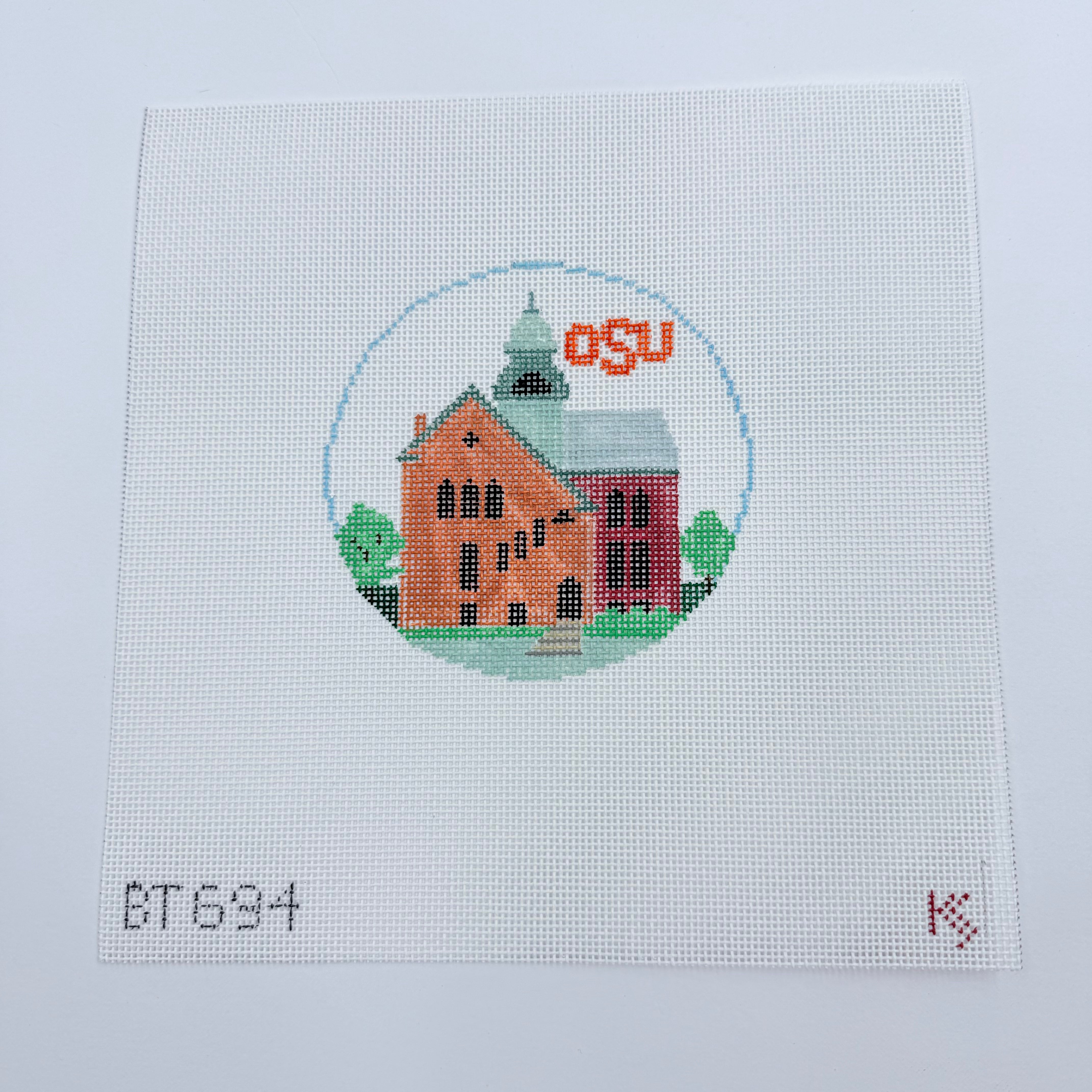 Oklahoma State University Round Canvas - KC Needlepoint