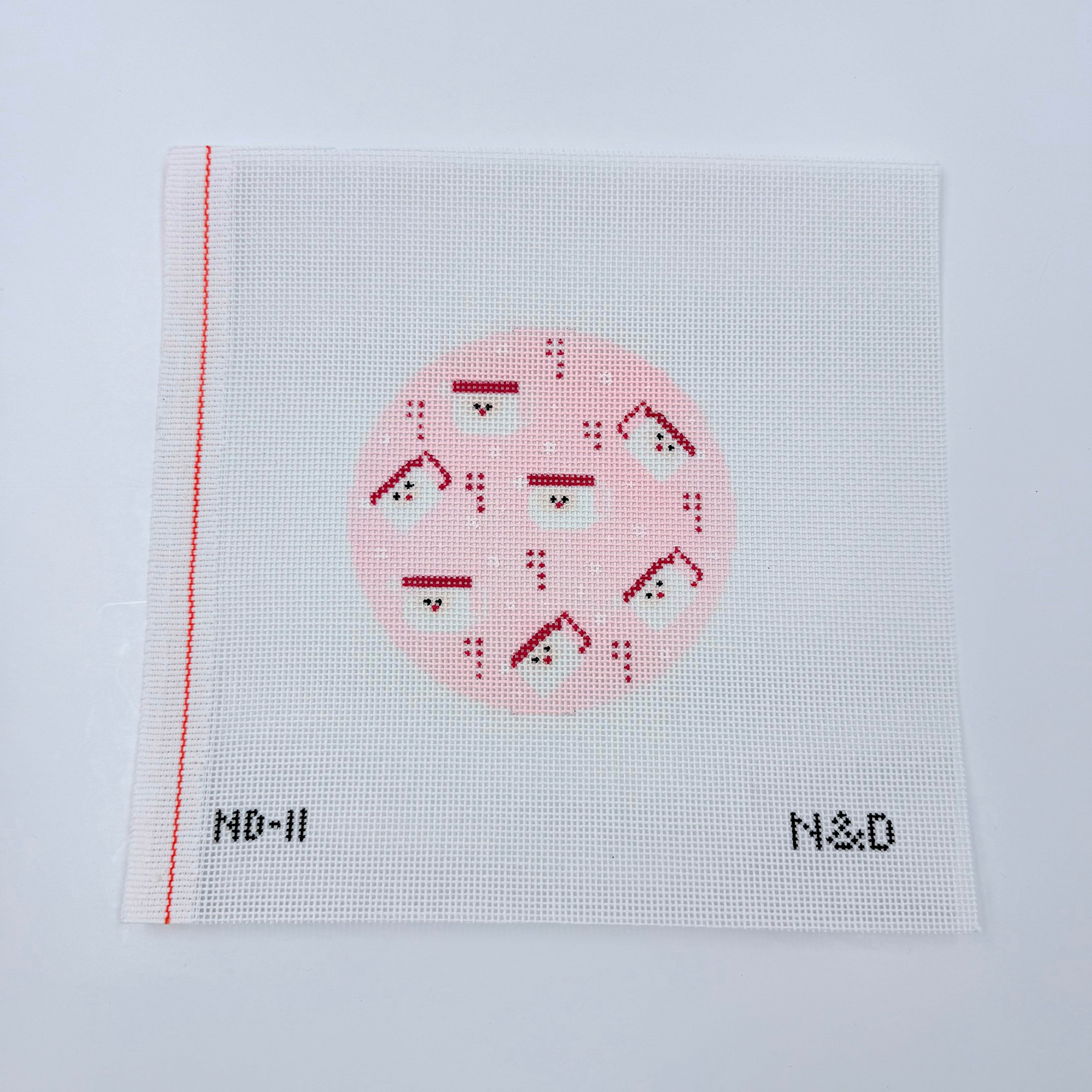 Pink Santa Mug Round Canvas - KC Needlepoint