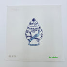 Blue Jardiniere with Bird Canvas - KC Needlepoint