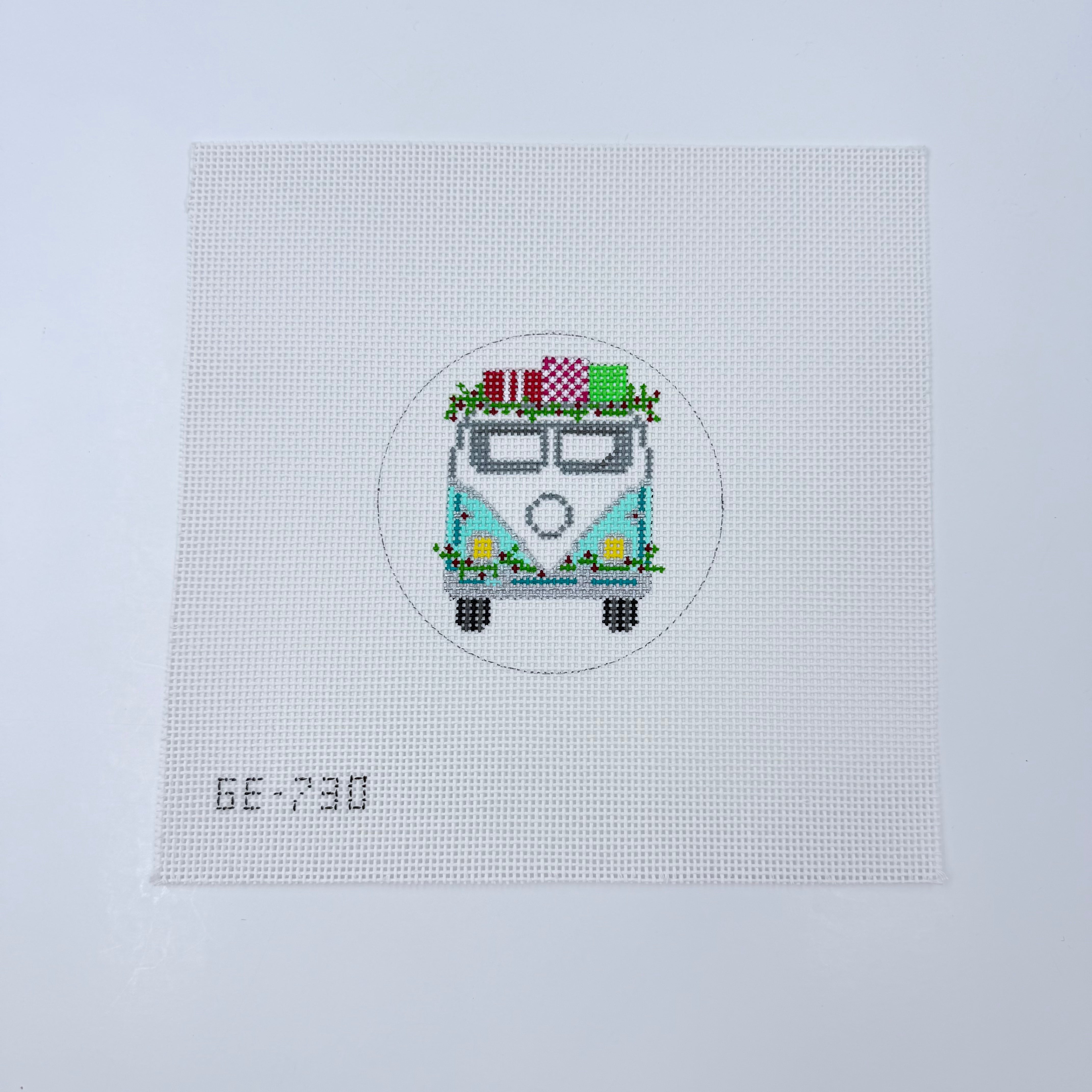 Blue Van with Presents Canvas - KC Needlepoint