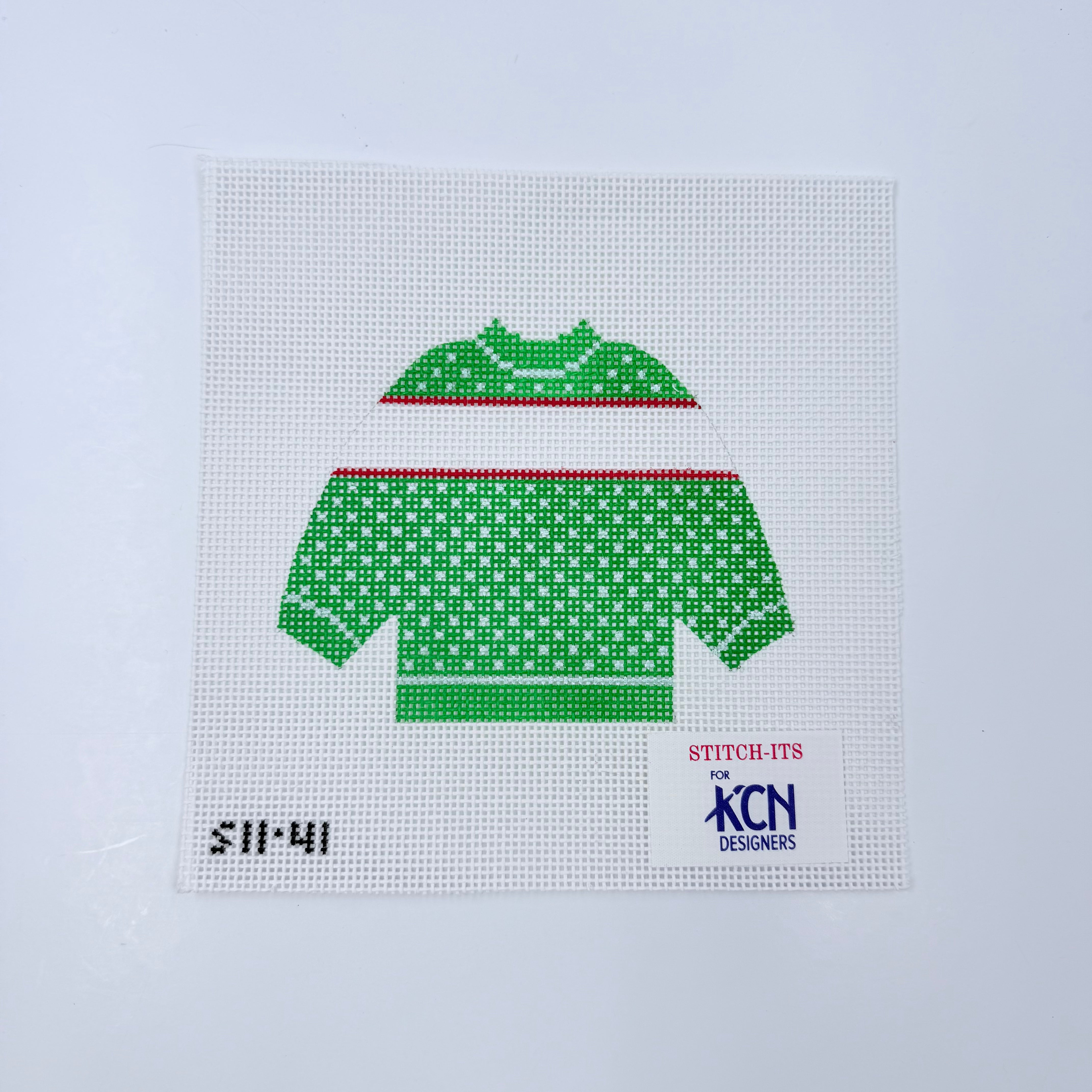 Green Pullover with Personalization - KC Needlepoint