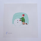 Winter Village Boy Making Snowman Canvas - KC Needlepoint