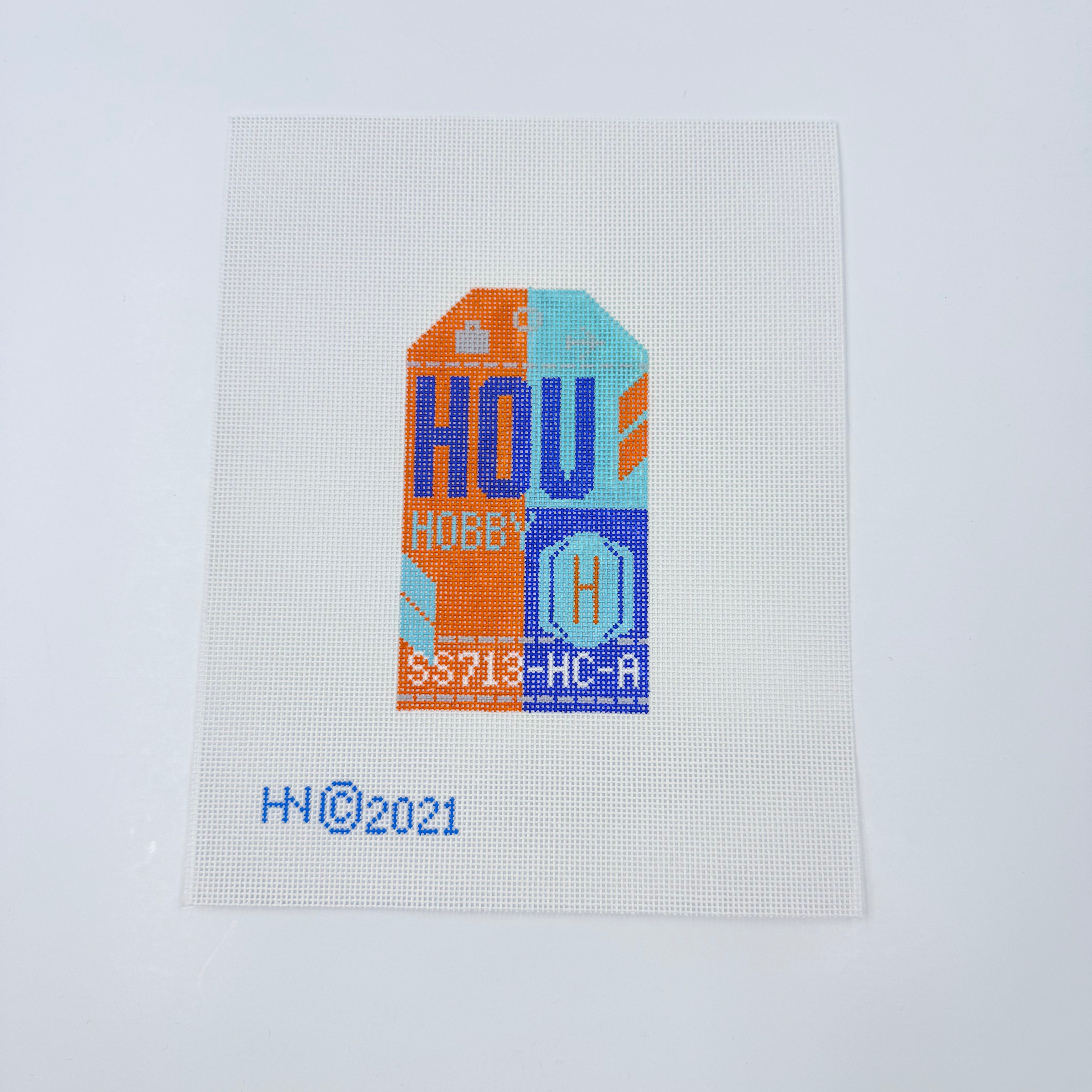 Houston Vintage Travel Tag Canvas - KC Needlepoint