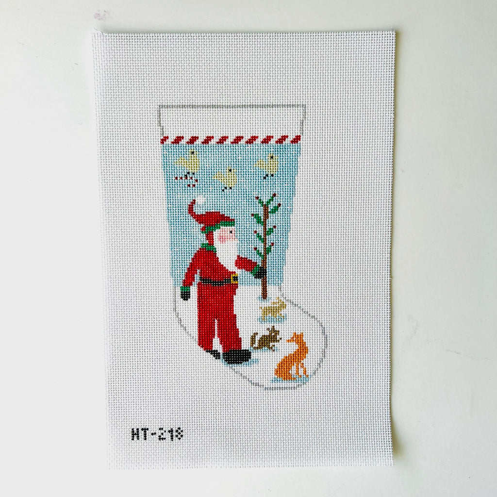 Santa and Animals Midsize Stocking Canvas - KC Needlepoint