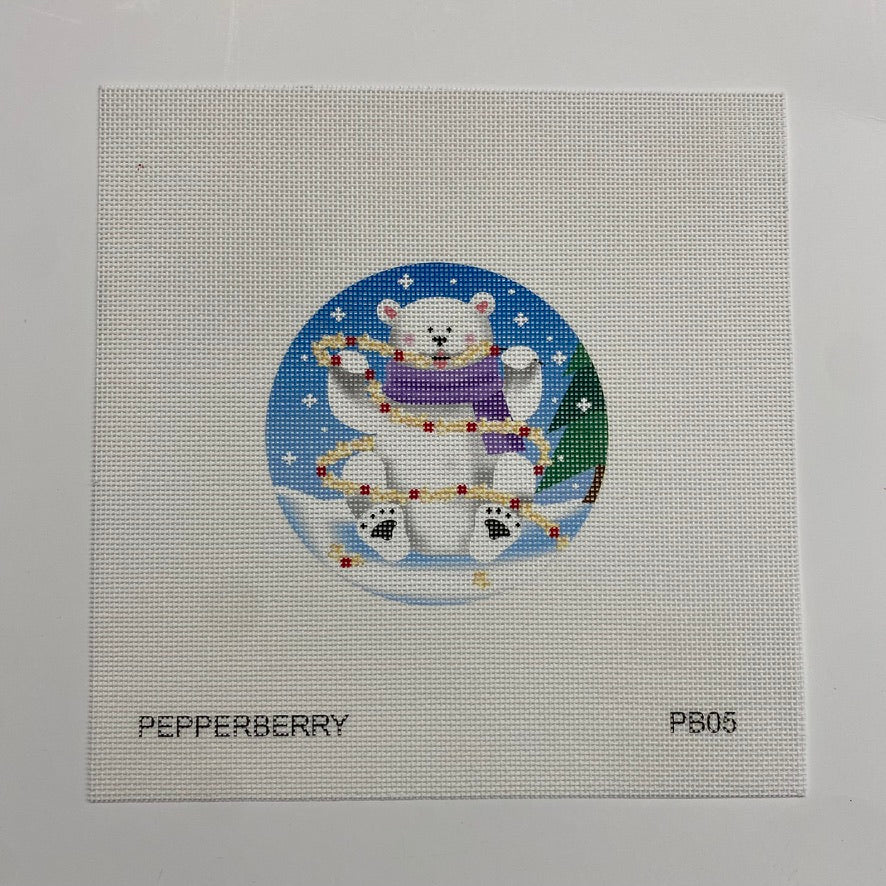 Polar Bear Garland Ornament Canvas - KC Needlepoint