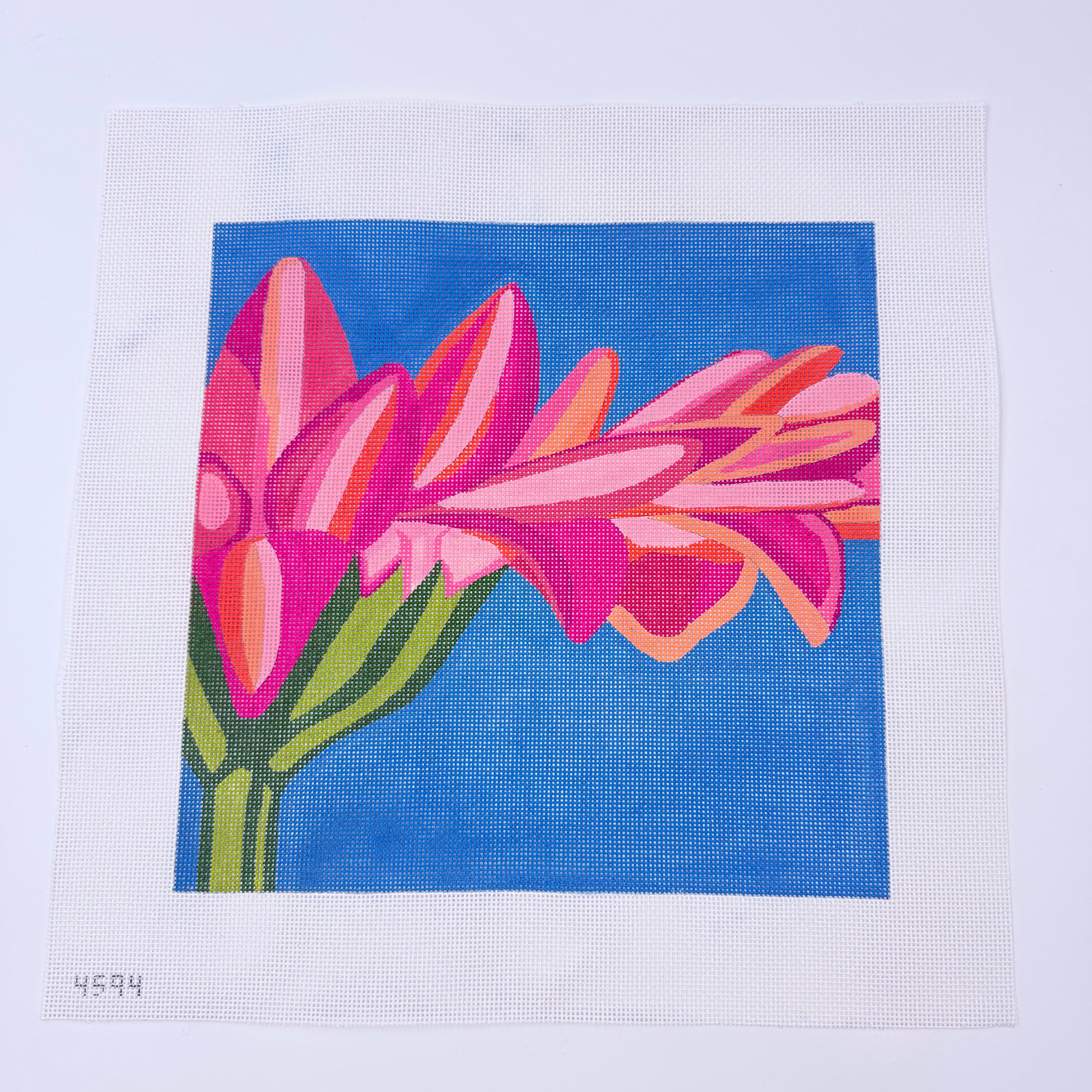 Orange Gerber Daisy Canvas - KC Needlepoint