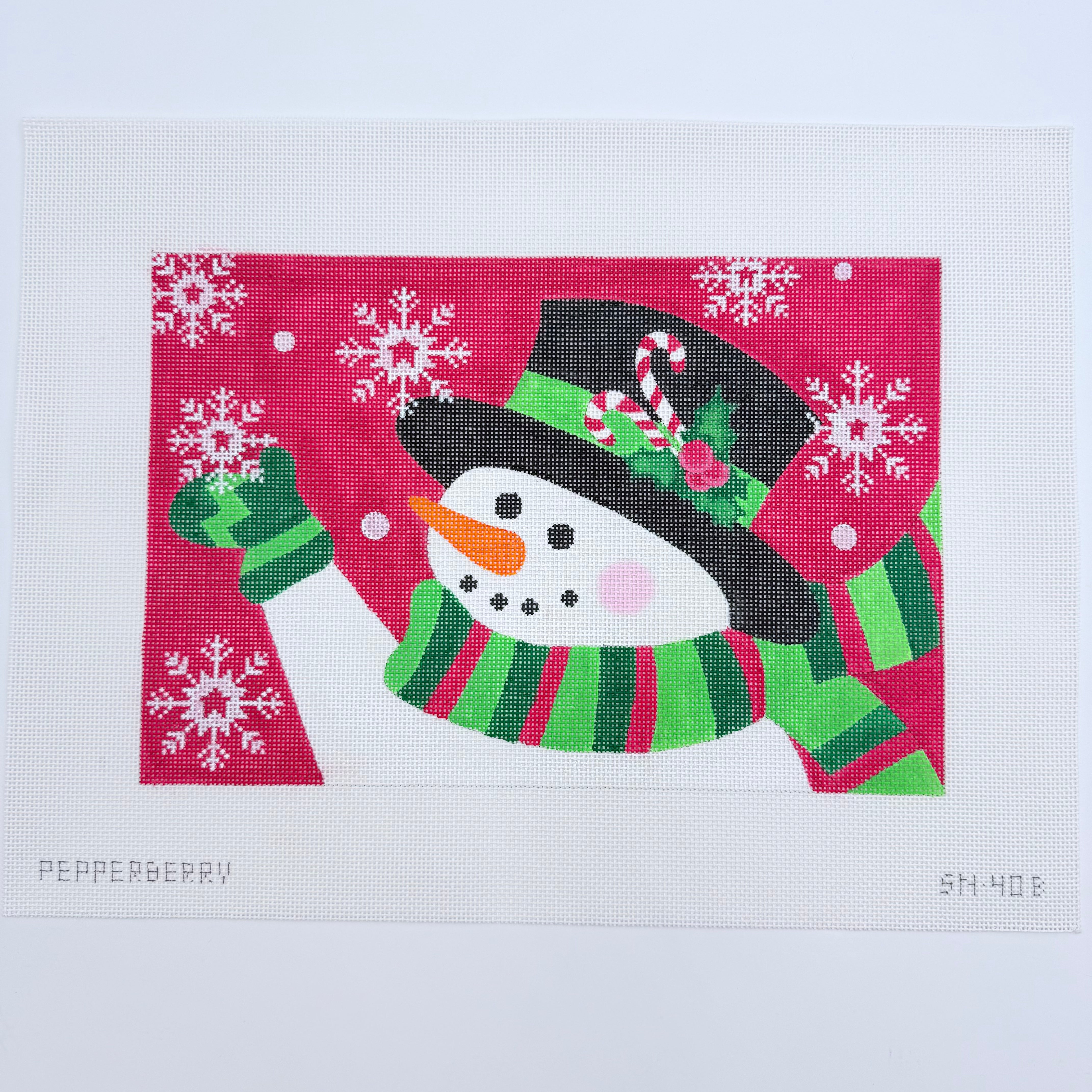 Candy Cane Snowman Canvas - KC Needlepoint