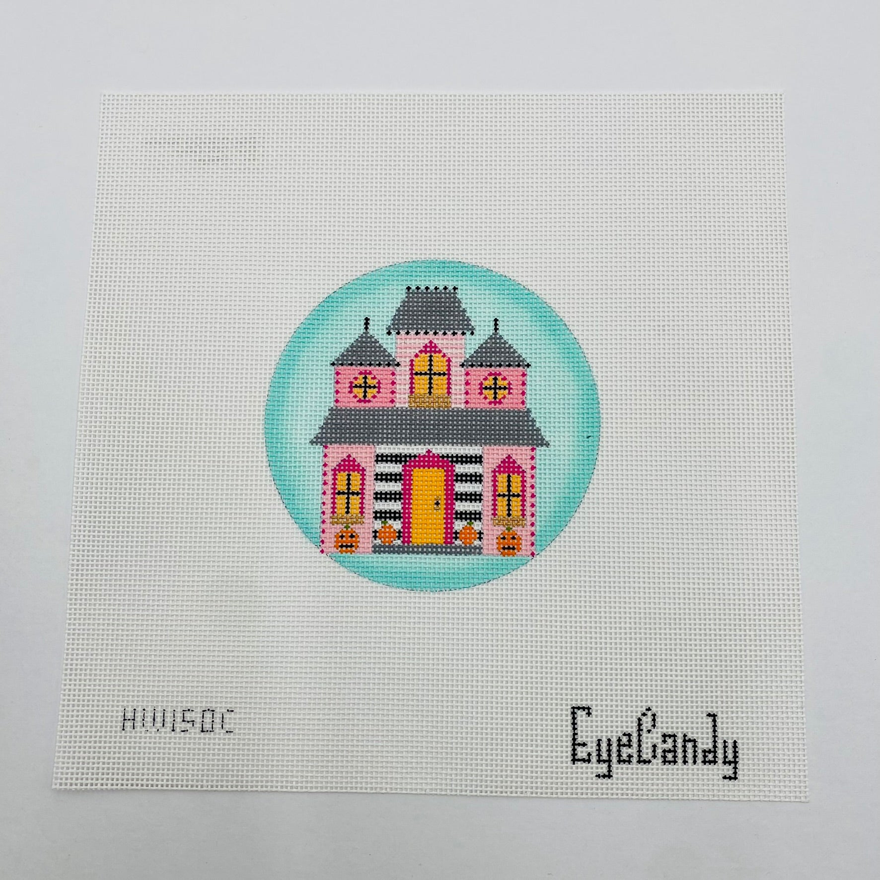 Pretty Spooky Pink Witch House Canvas - KC Needlepoint