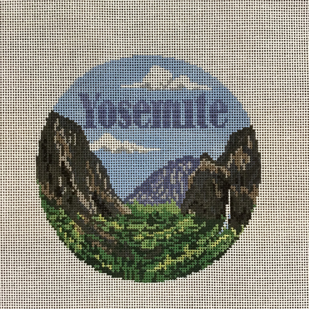 Yosemite Travel Round Canvas - KC Needlepoint
