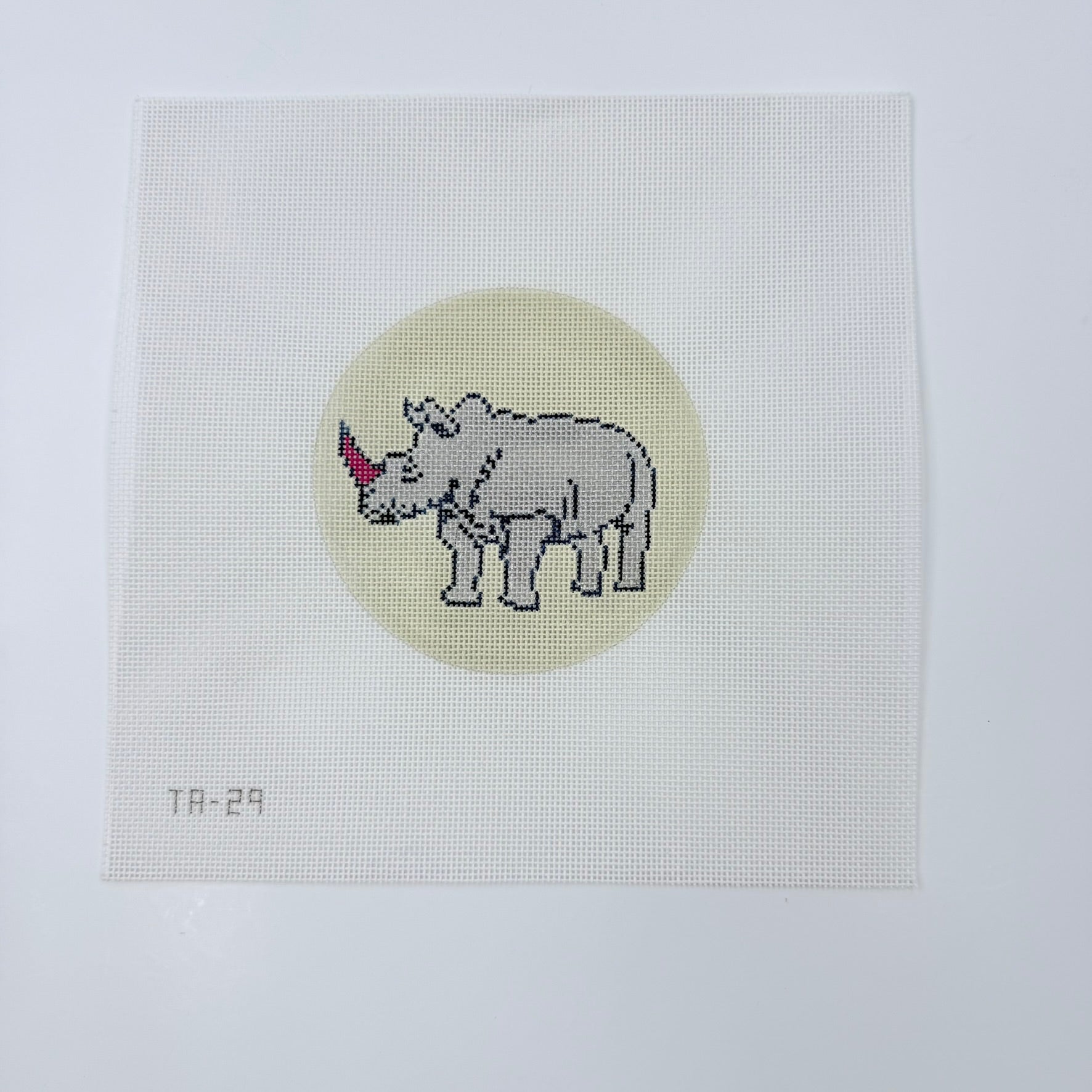 Rosie the Rhinoceros Needlepoint Canvas - KC Needlepoint