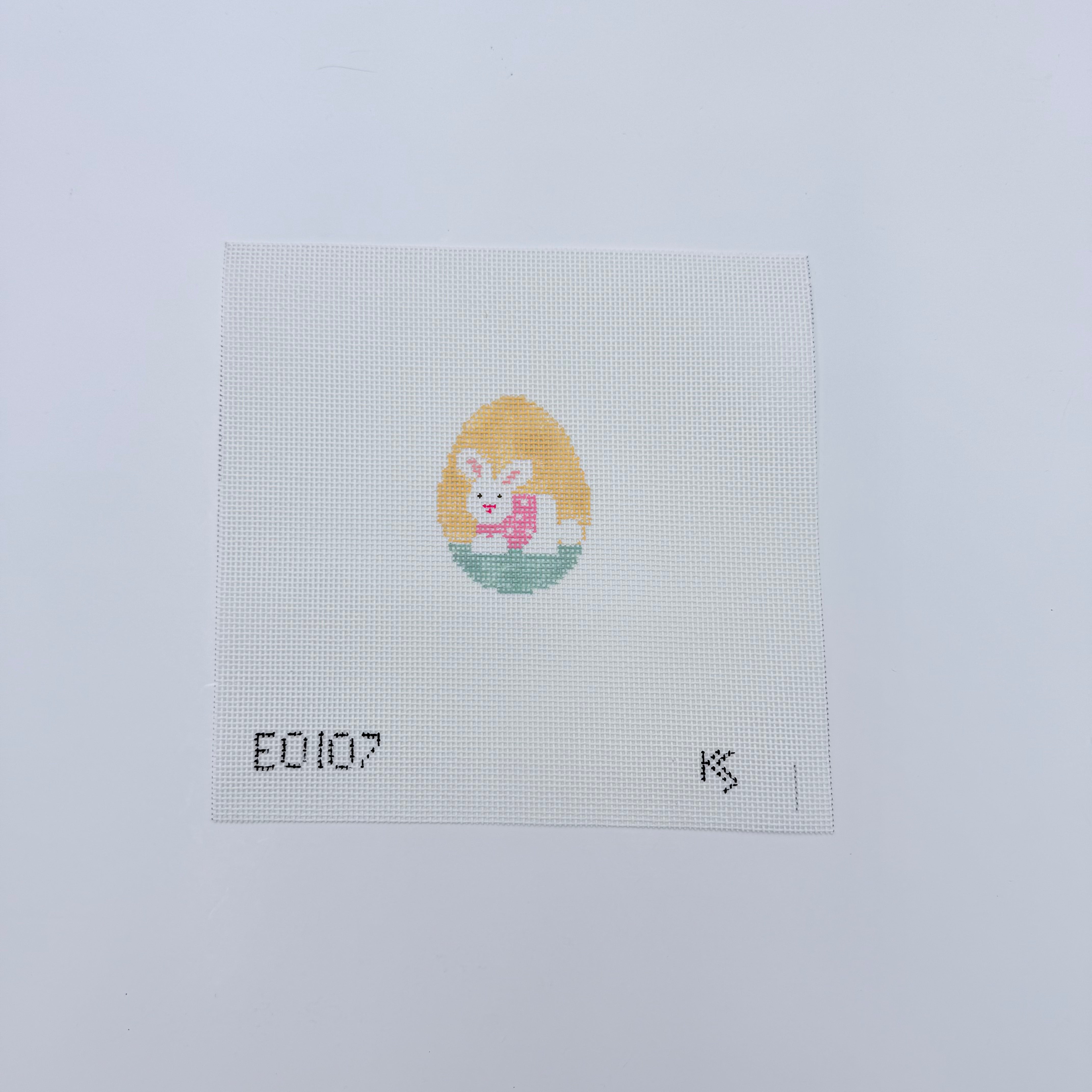 Bunny Crouching Mini Egg Canvas - KC Needlepoint