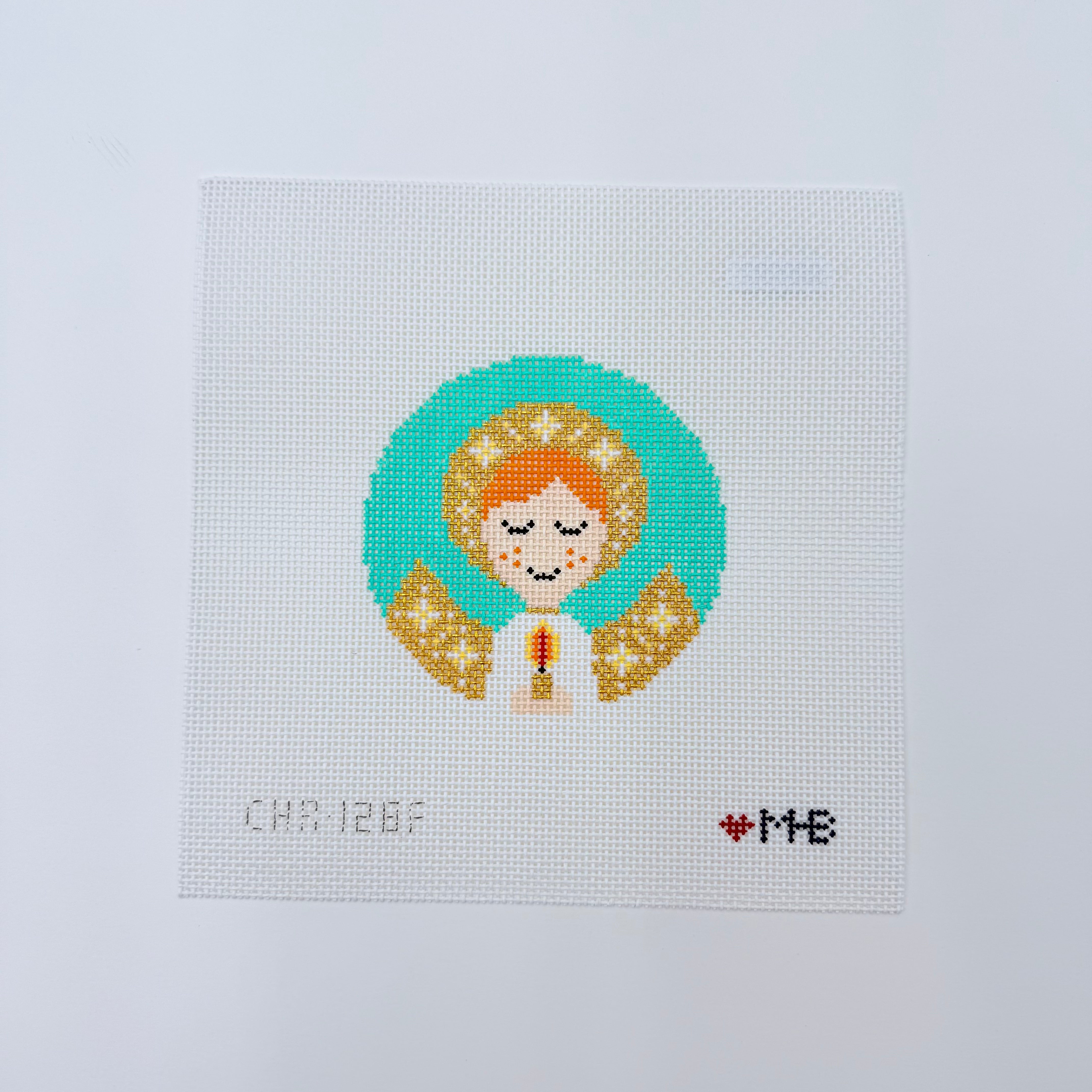 Redhead Angel Boy Round Canvas - KC Needlepoint