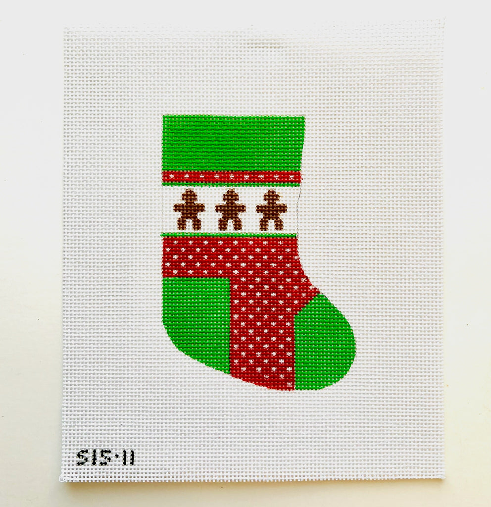 Gingerbread Men Mini Sock Canvas - KC Needlepoint