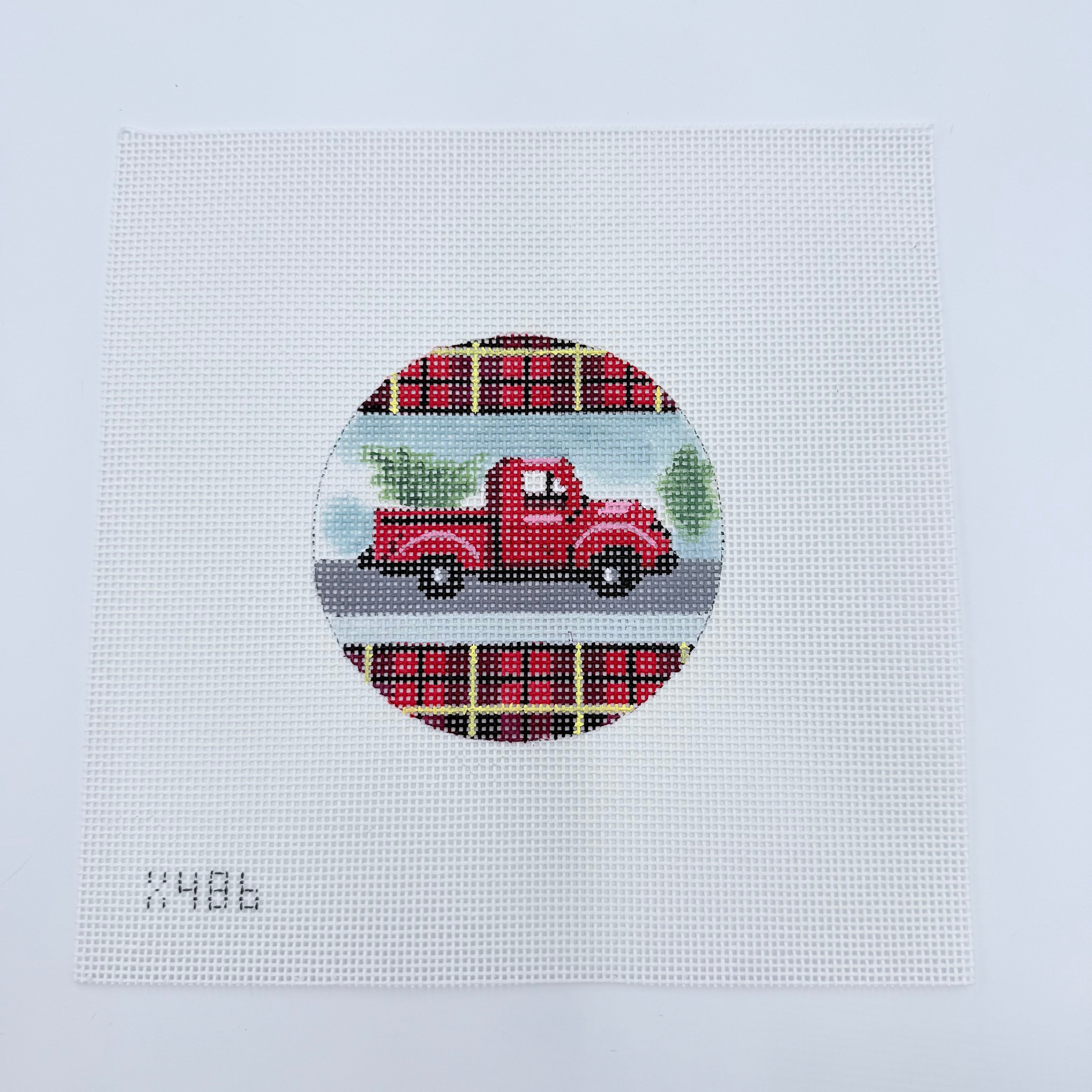 Red Truck on Plaid Canvas - KC Needlepoint