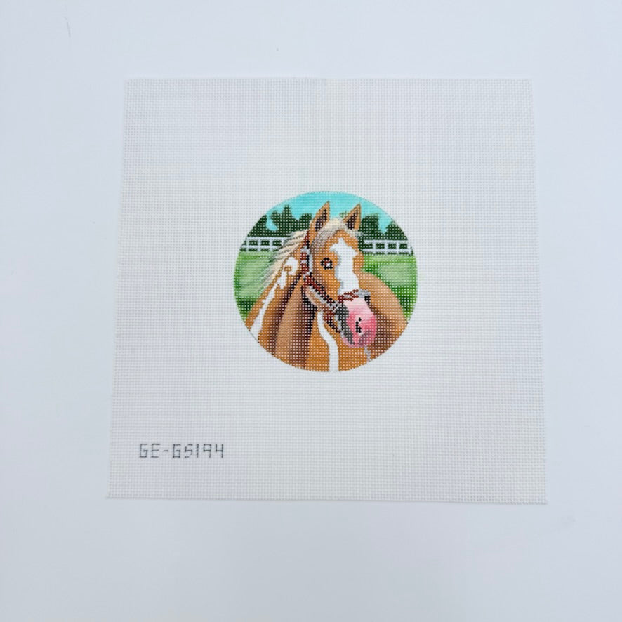 Horse Round Canvas - KC Needlepoint