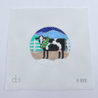 Cow with Wreath Round Needlepoint Canvas - KC Needlepoint