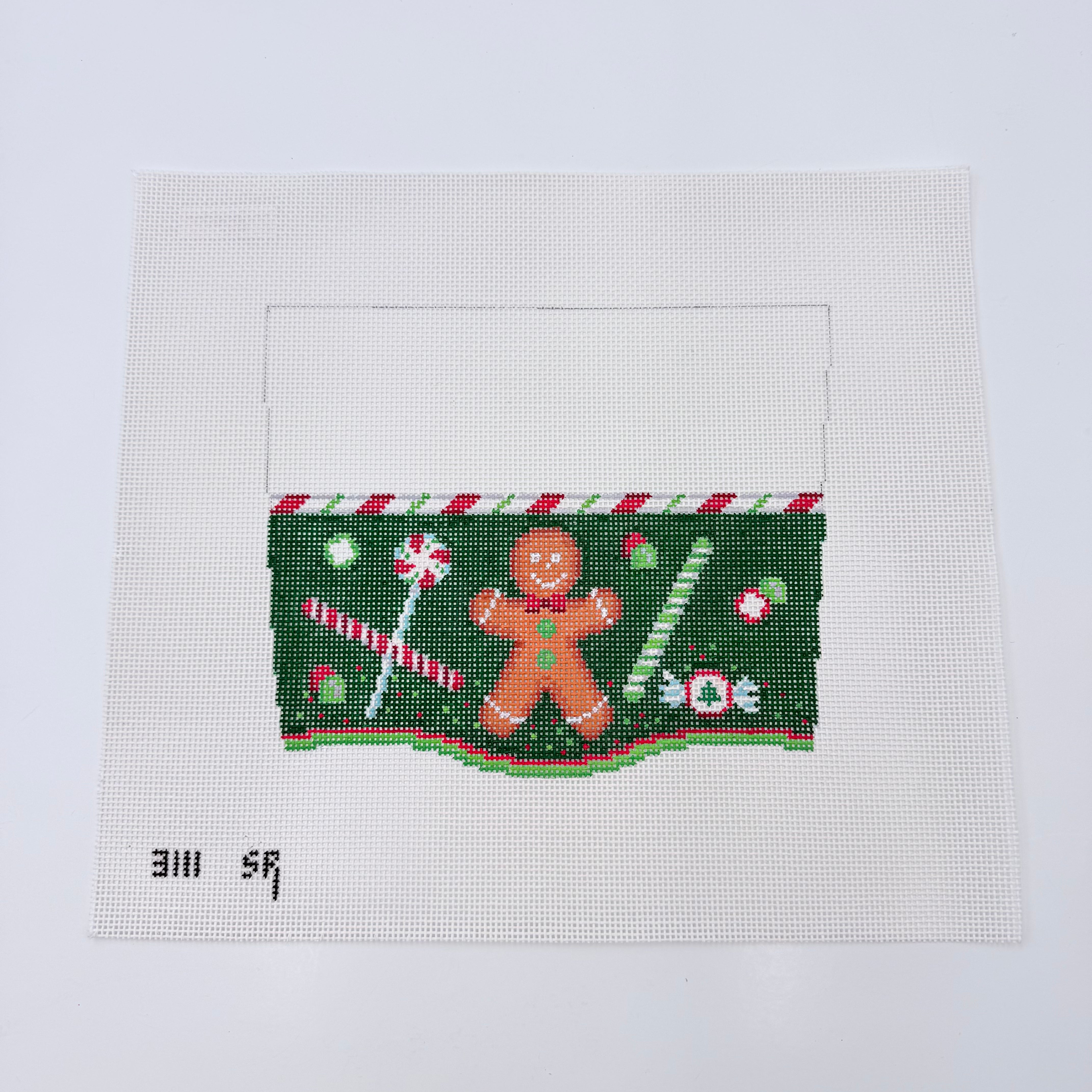 Gingerbread and Candy Stocking Topper Canvas - KC Needlepoint