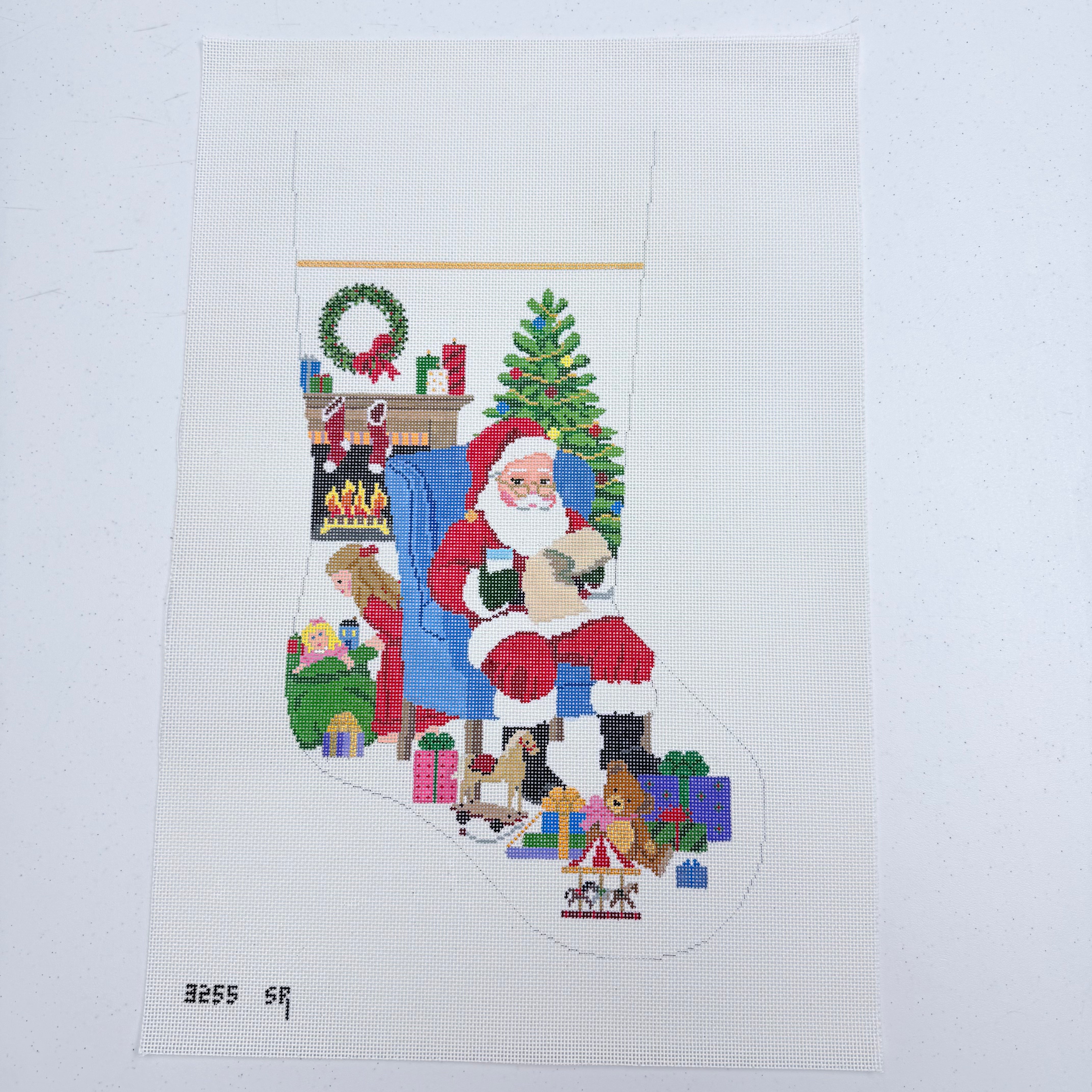 Someone's Peeking Girl Stocking Canvas - KC Needlepoint
