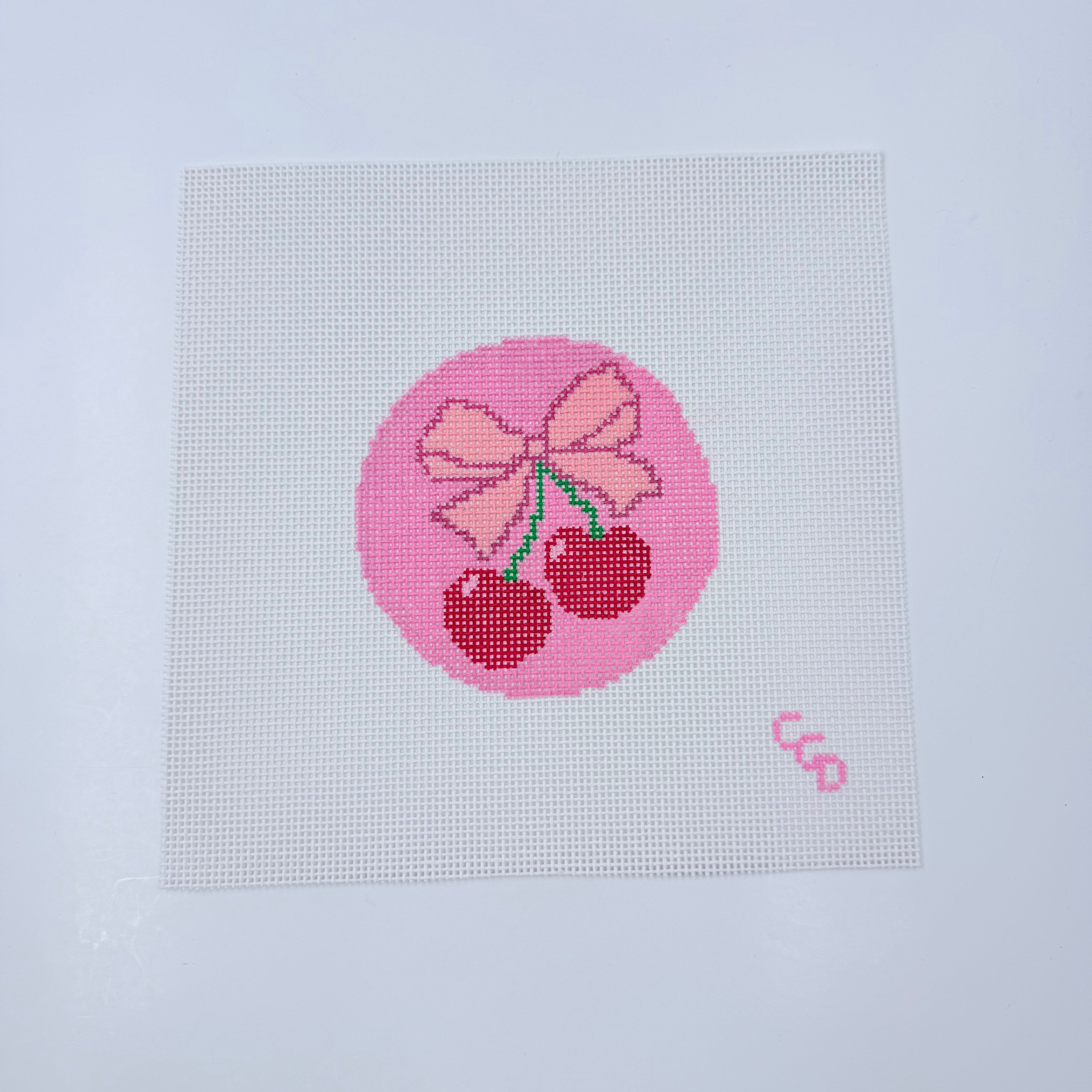 Cherry Bow Canvas - KC Needlepoint