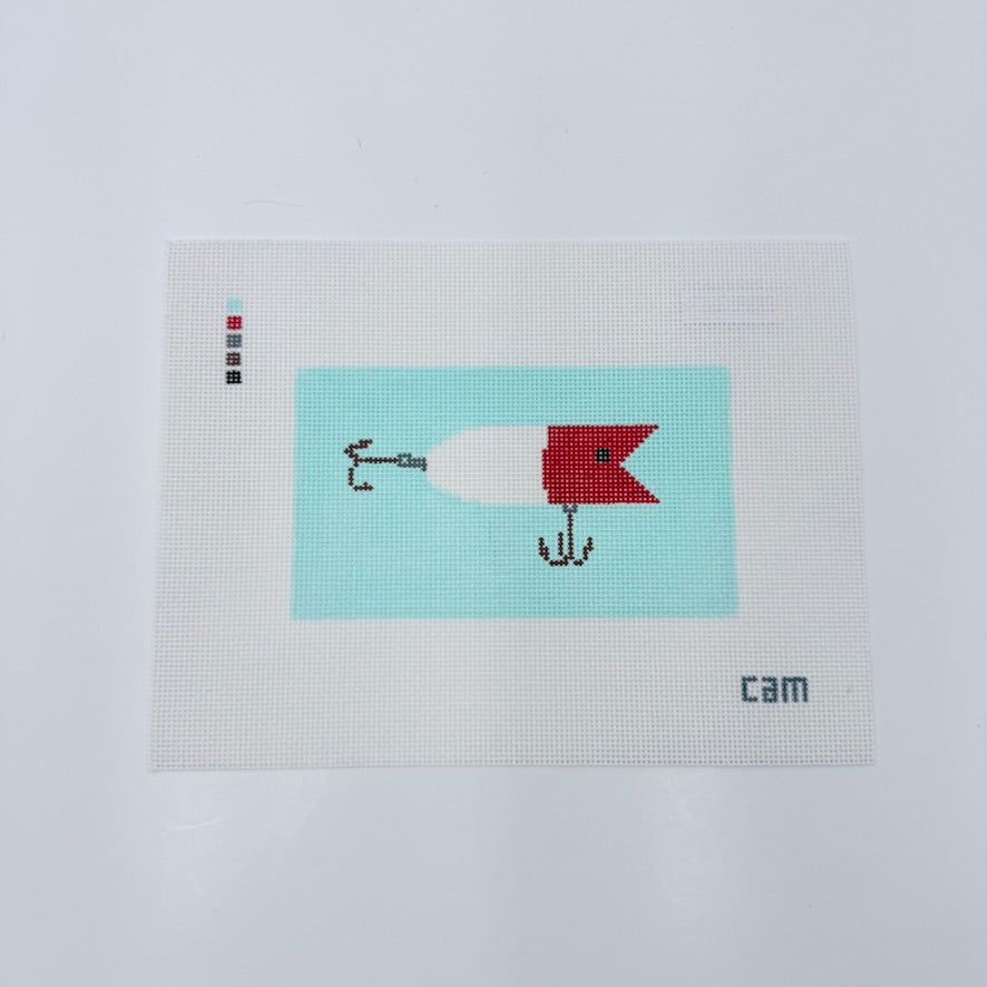 Red and White Fishing Lure Canvas - KC Needlepoint