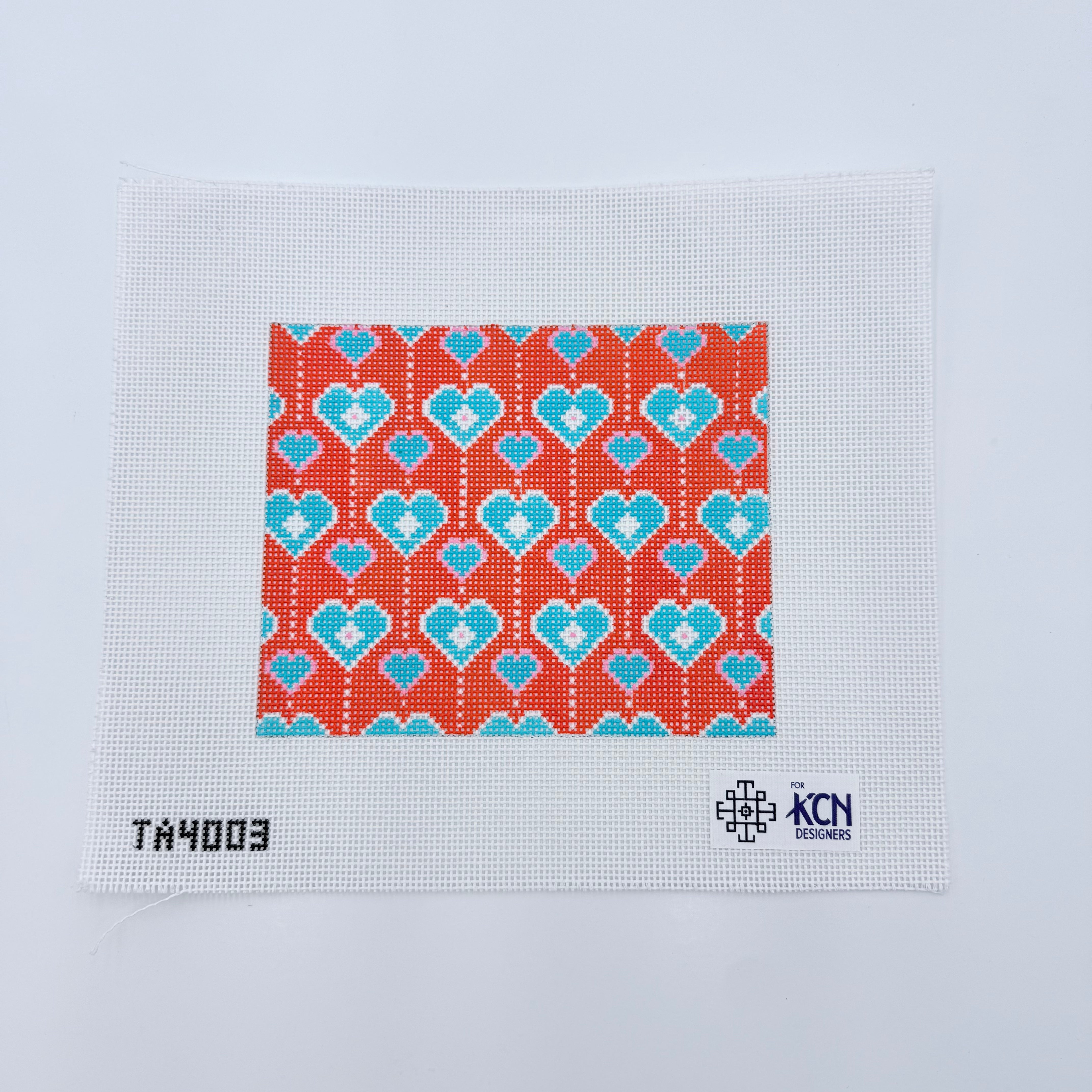 Olivia Orange Hearts Needlepoint Canvas - KC Needlepoint