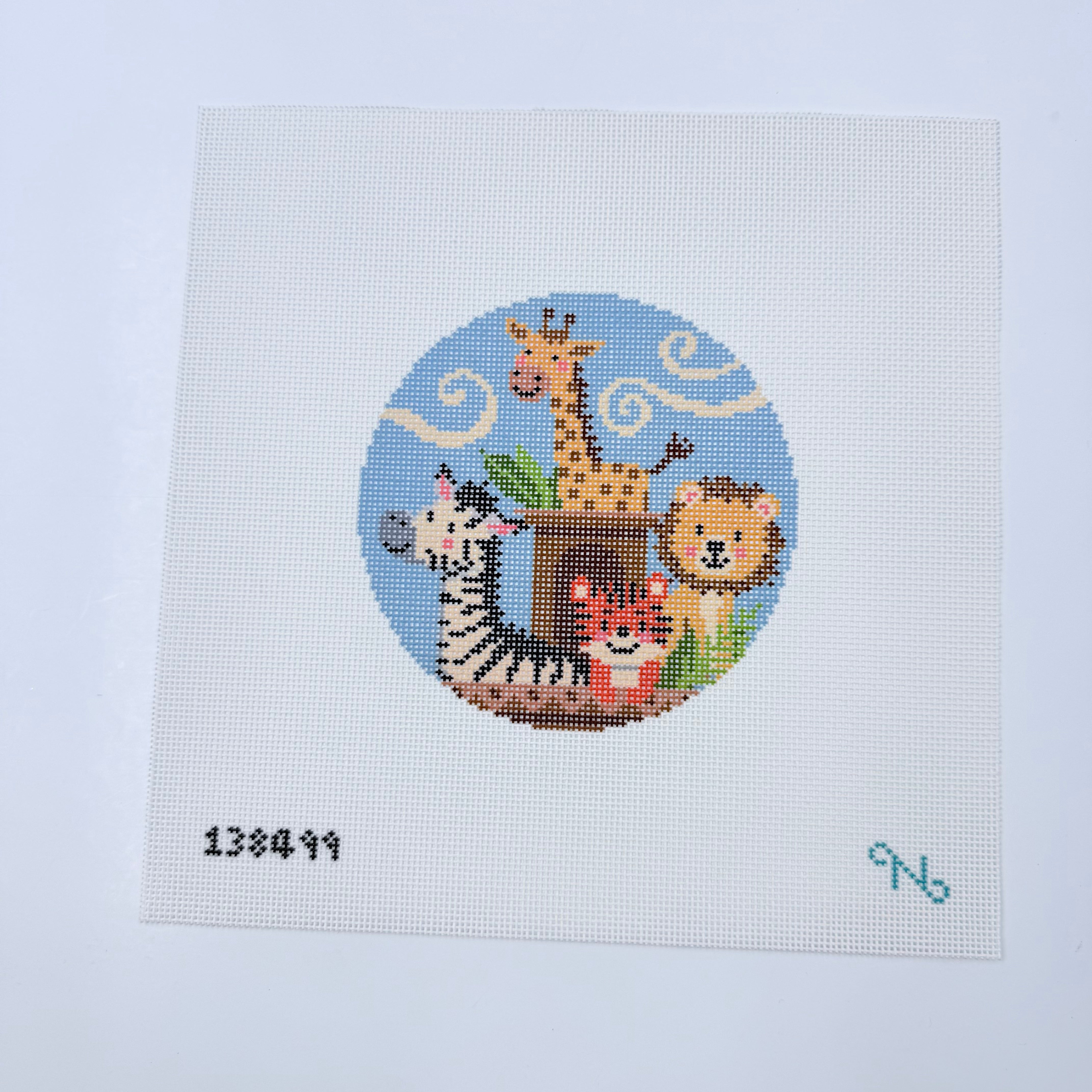 Noah's Ark Round Canvas - KC Needlepoint