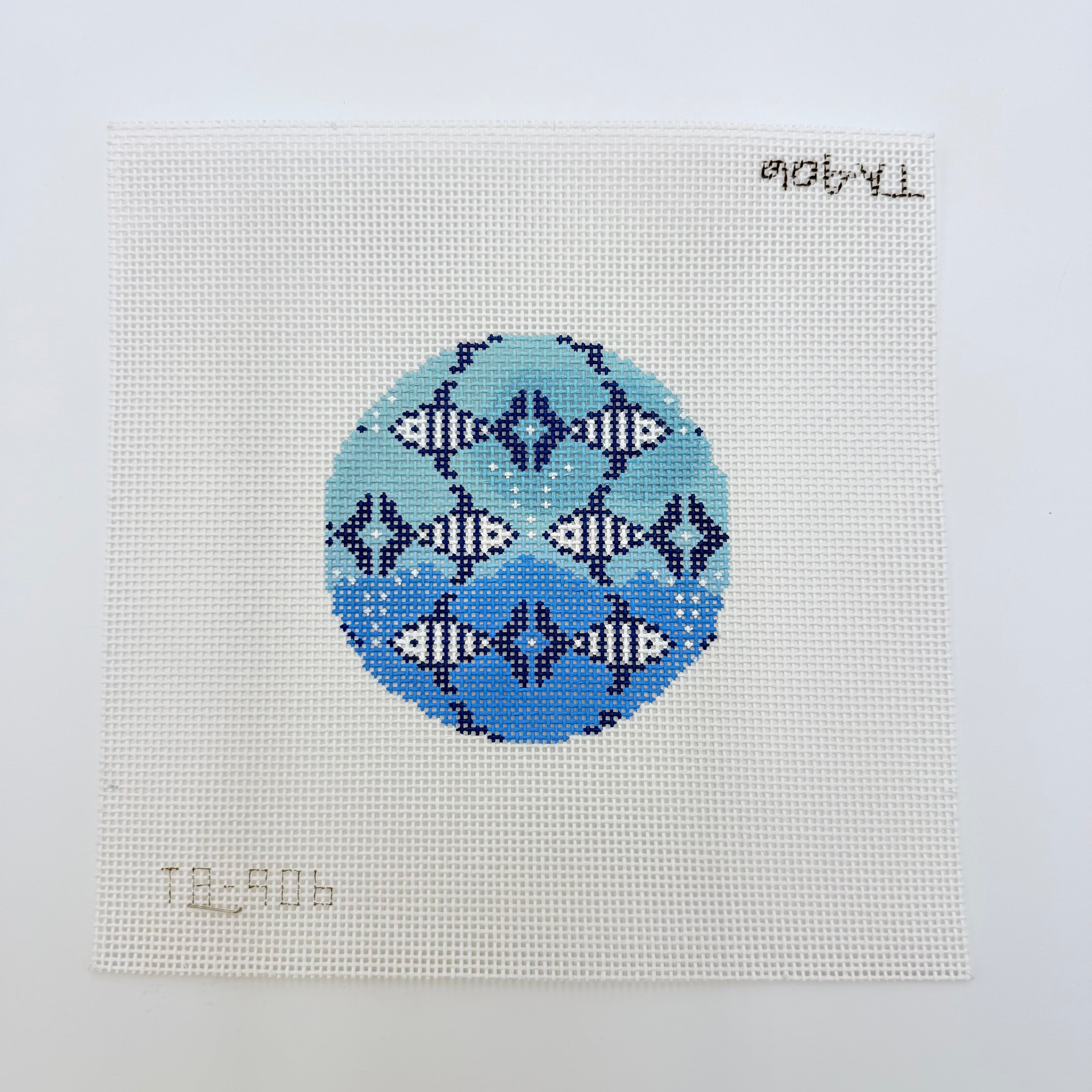 Swimming Fish Round Canvas - KC Needlepoint