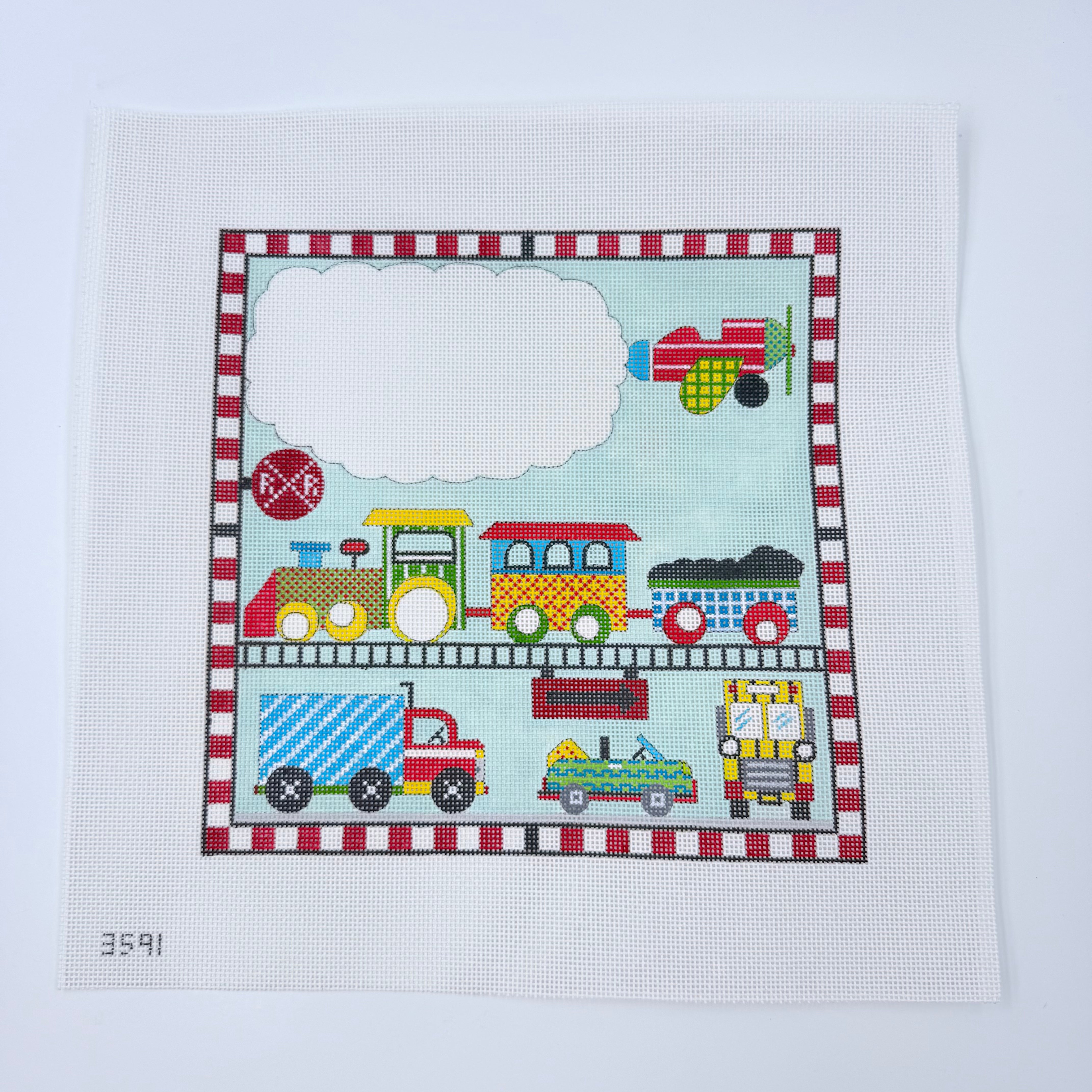 Cars, Trains and Planes Canvas - KC Needlepoint