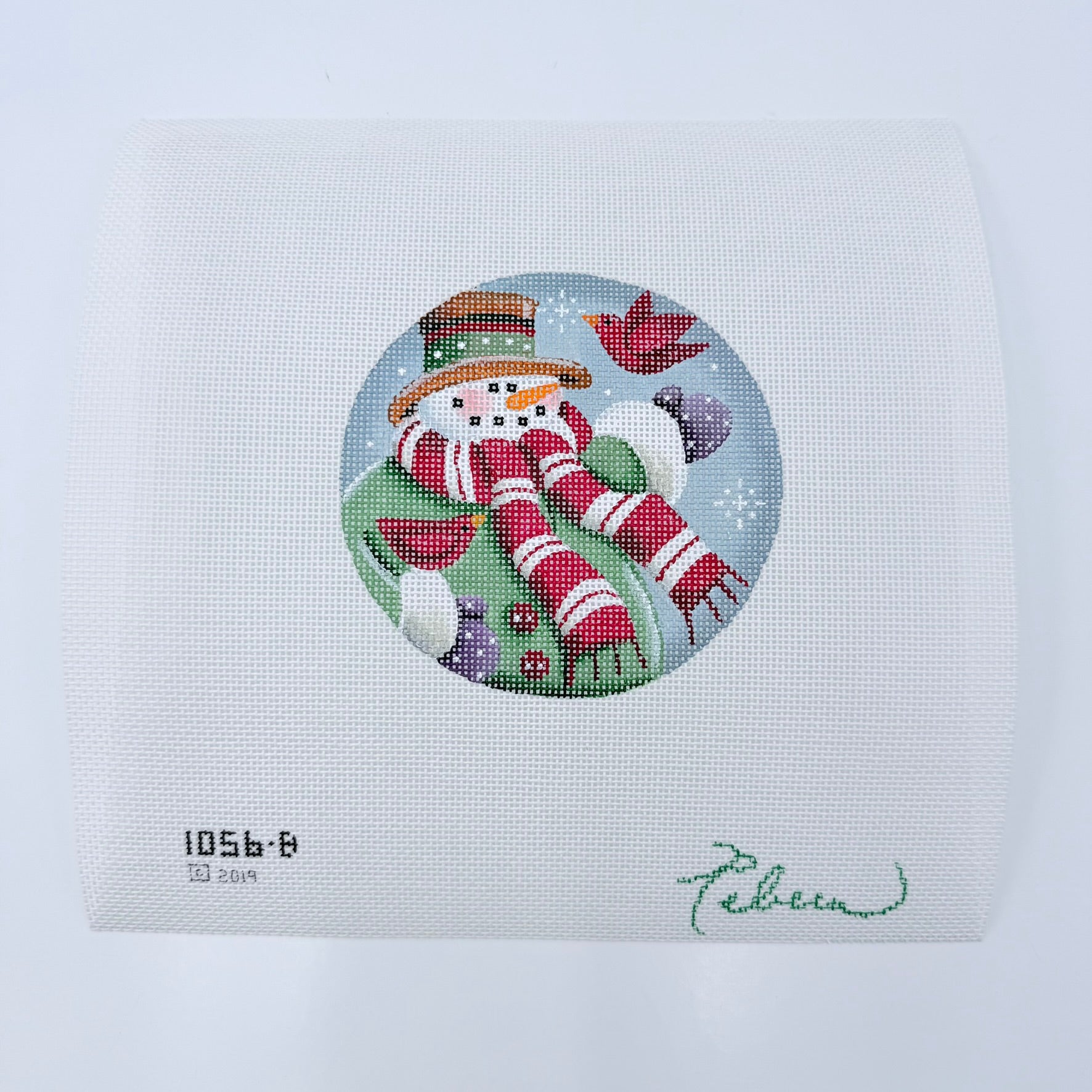 Green Snowman Canvas - KC Needlepoint