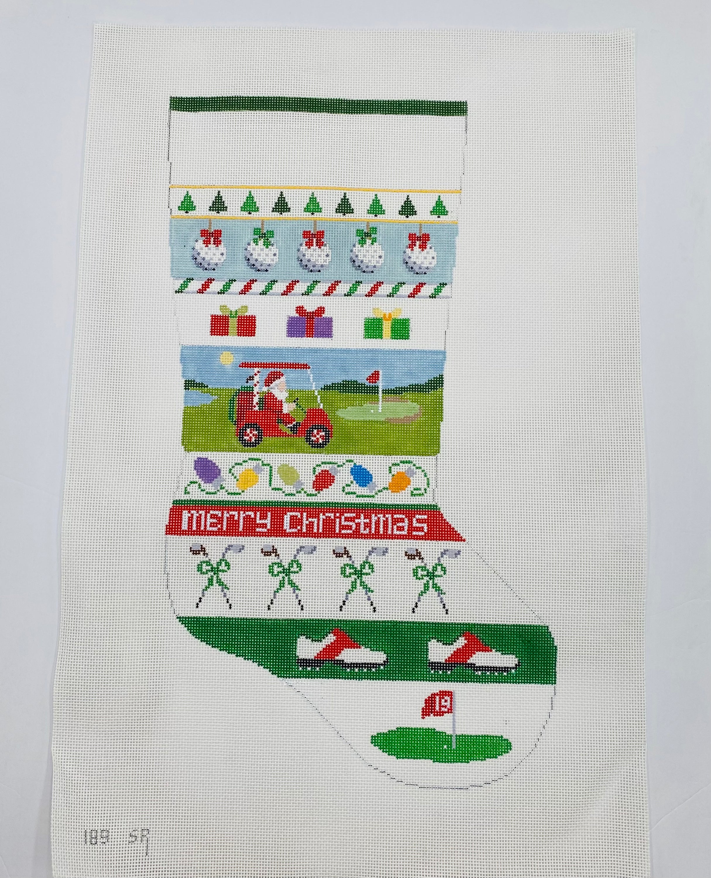 Golfer Stripe Stocking Canvas - KC Needlepoint