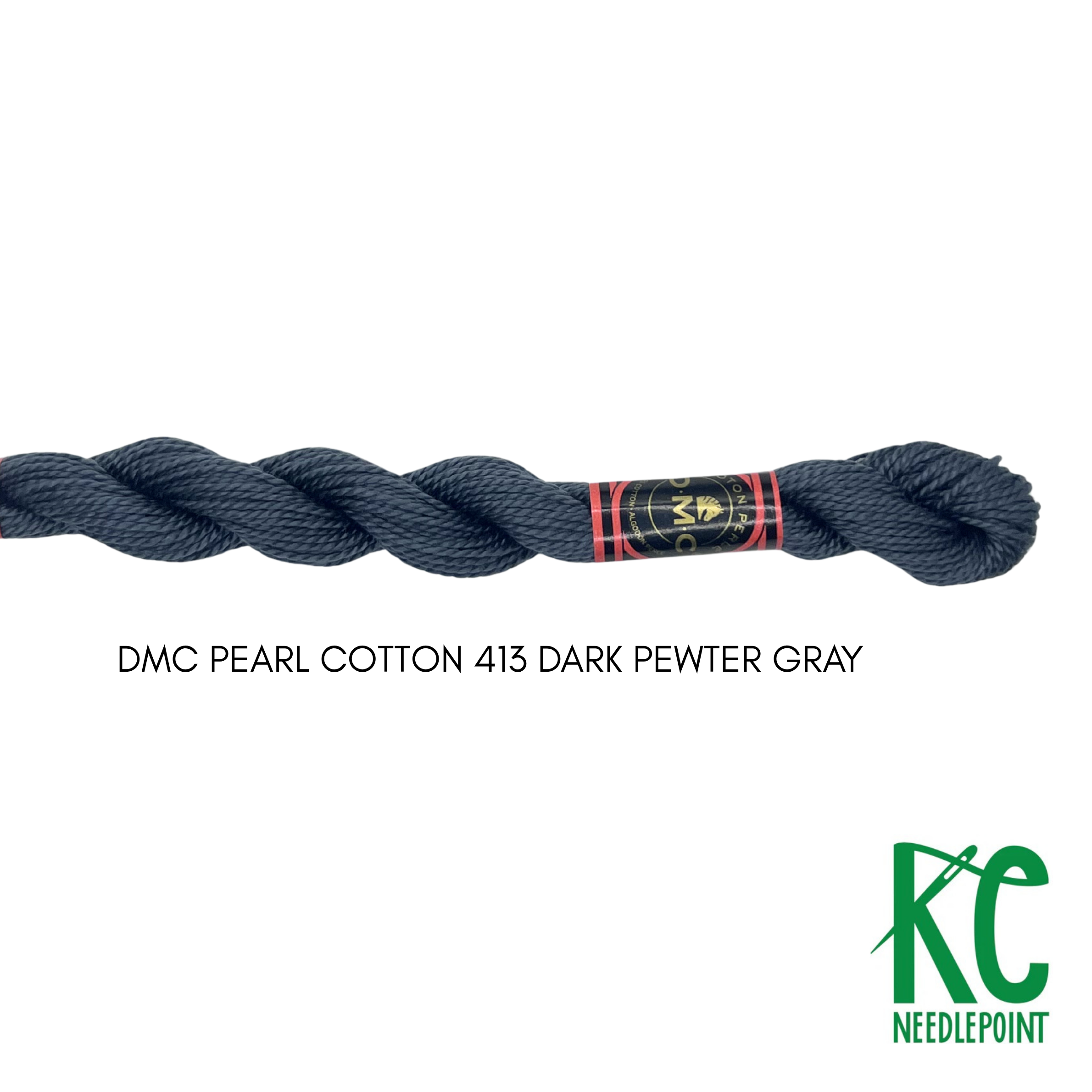 DMC 5 Pearl Cotton 413 Dark Pewter Gray - KC Needlepoint