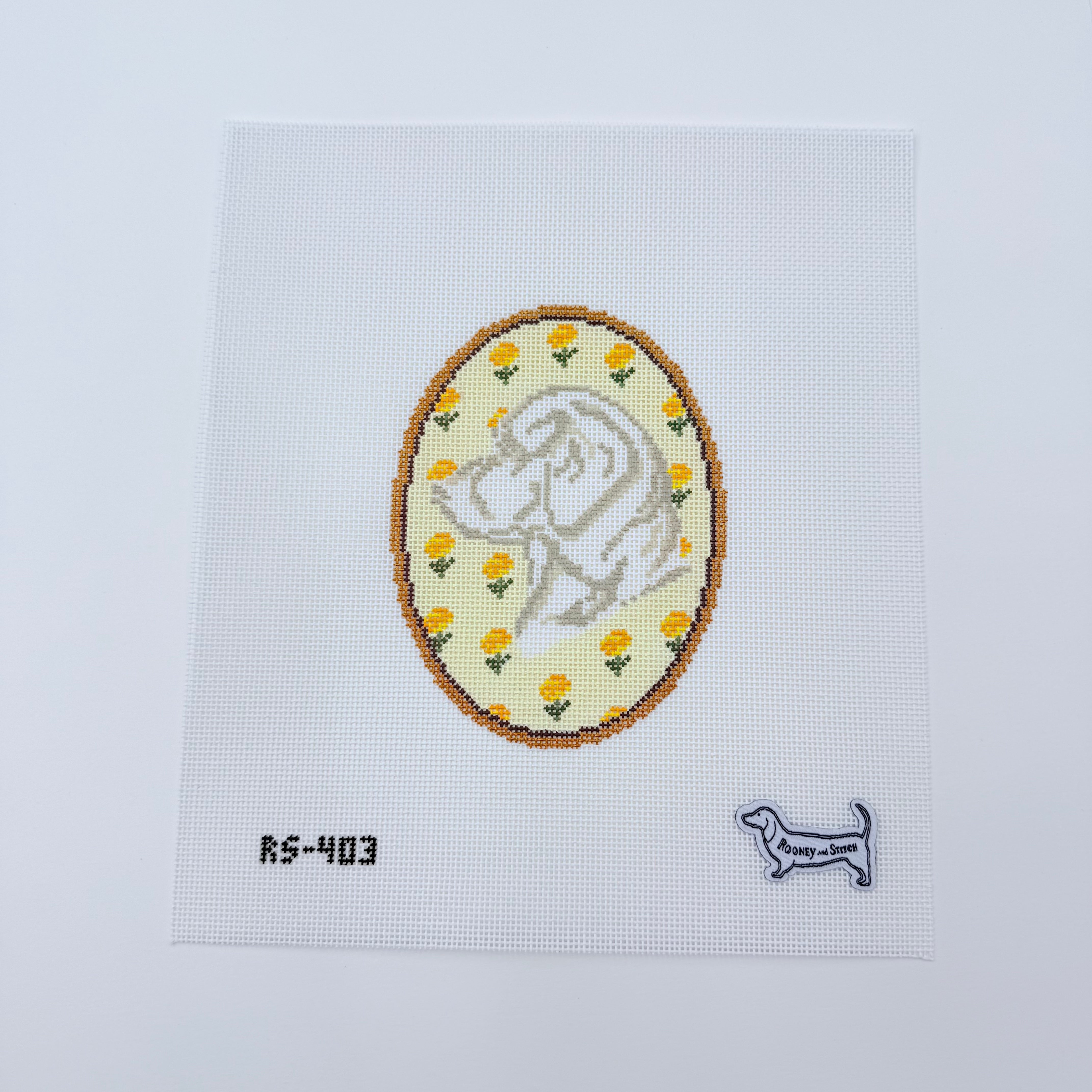 The Labrador Retriever Flower Cameo Canvas - KC Needlepoint