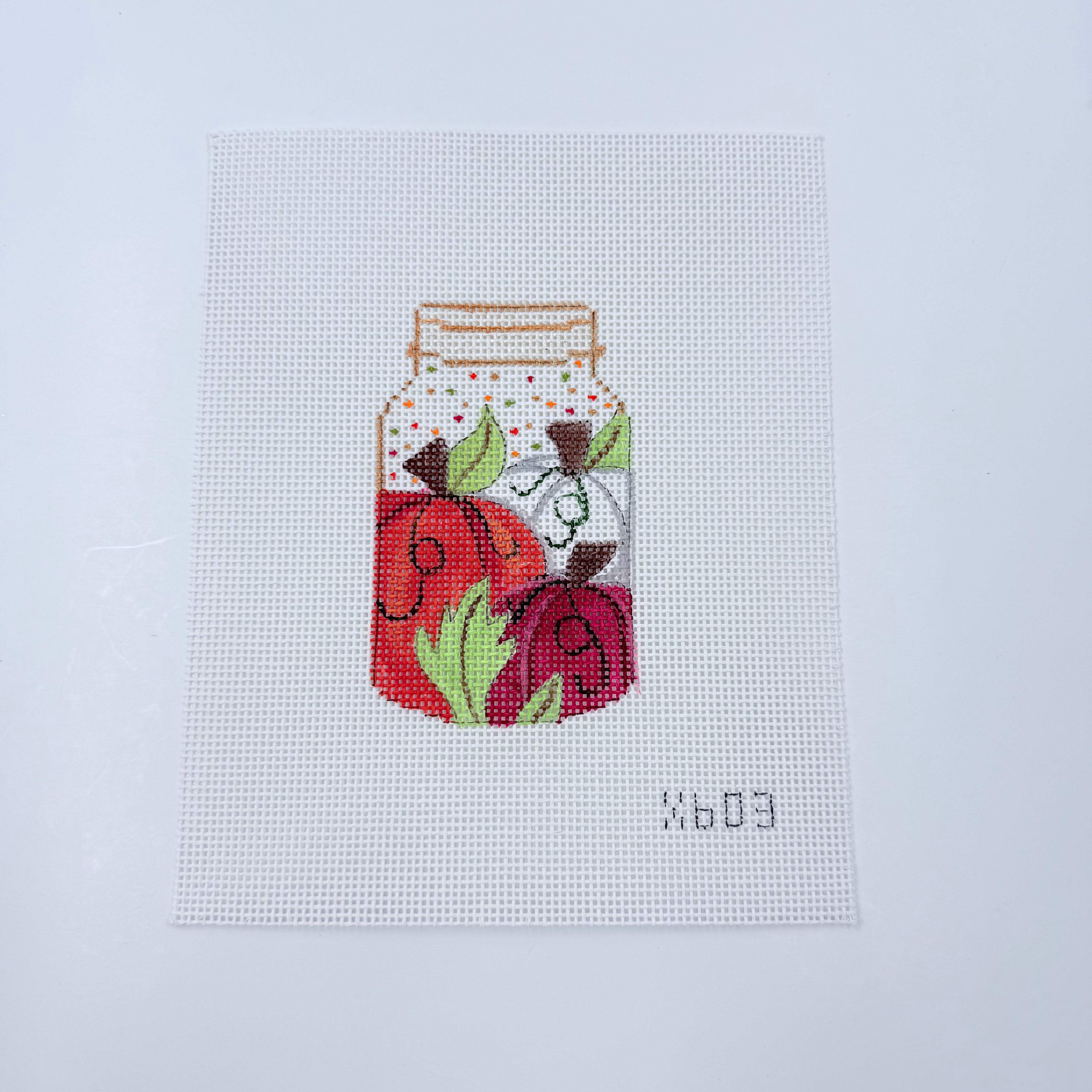 Fall Pumpkins Mason Jar Canvas - KC Needlepoint