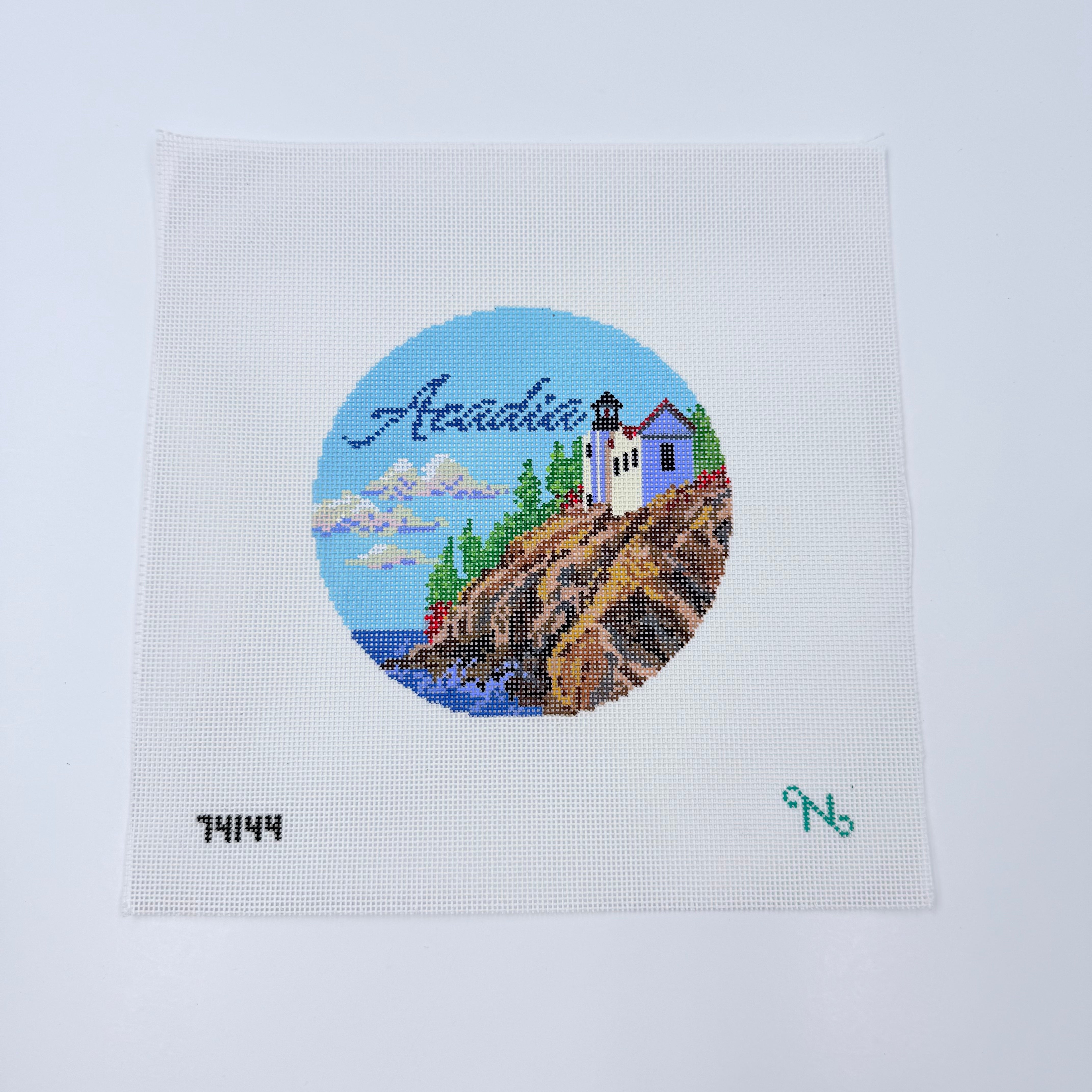 Acadia Travel Round Canvas - KC Needlepoint