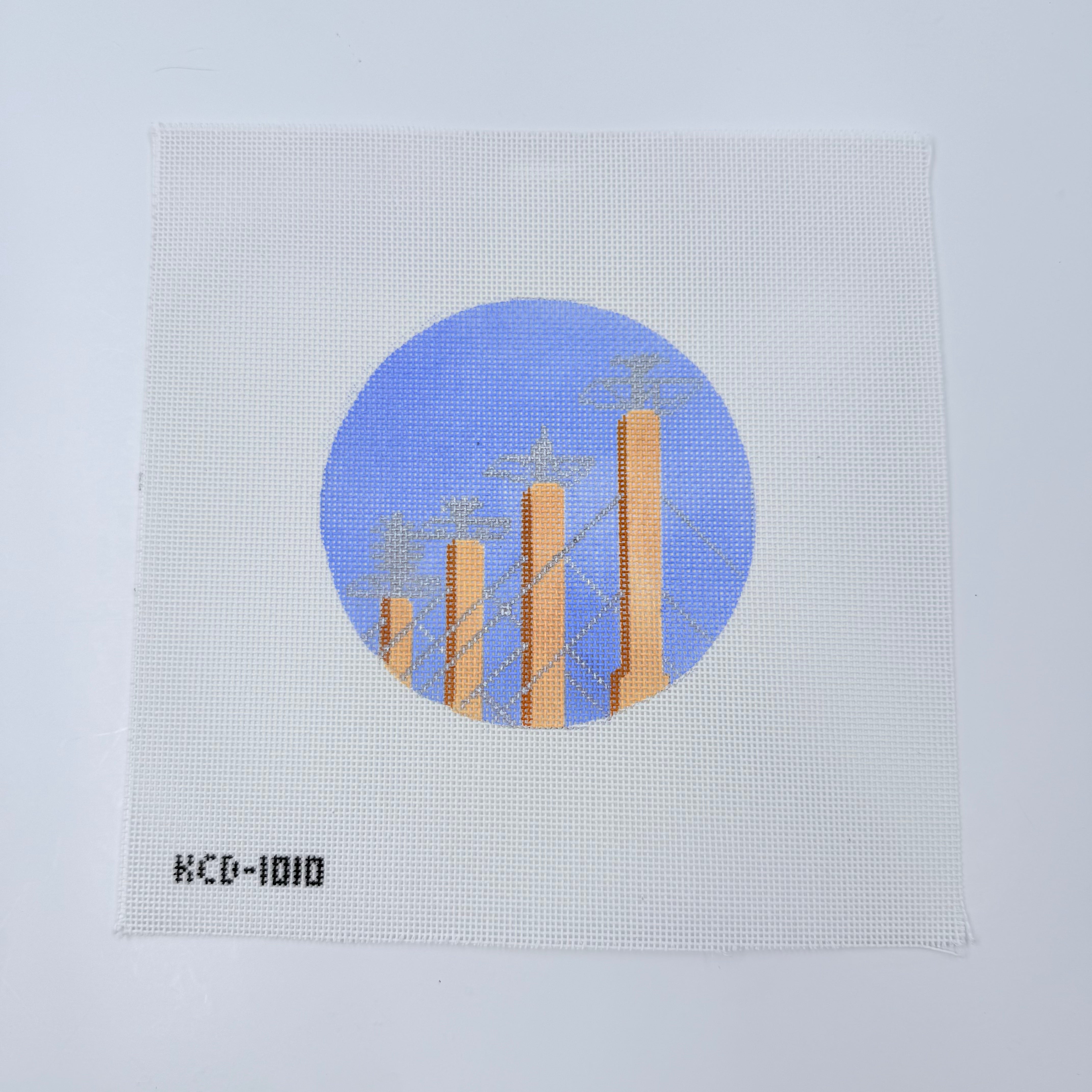 Sky Stations 4 1/2" Round Canvas - KC Needlepoint