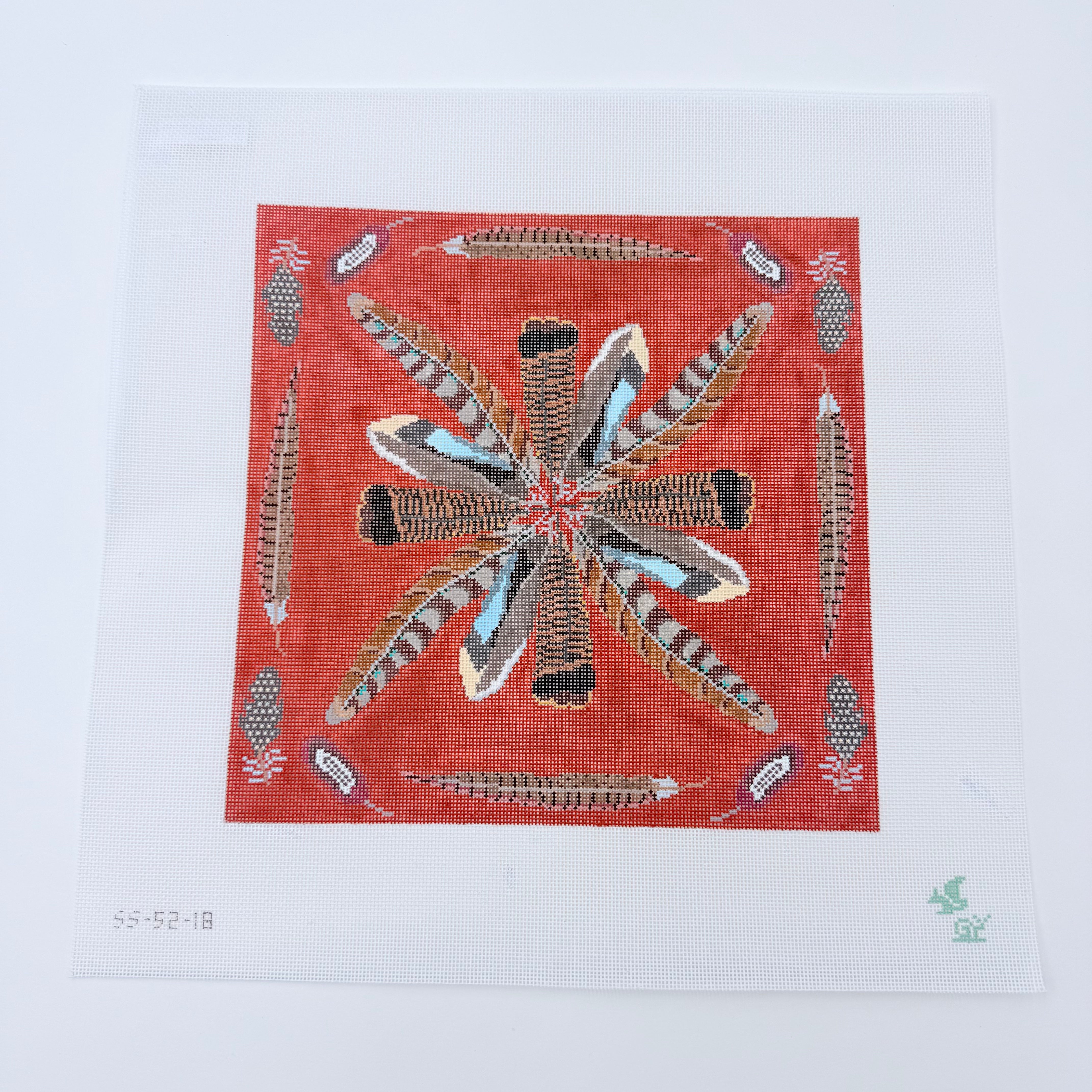 Game Bird Feathers Pillow Canvas - KC Needlepoint