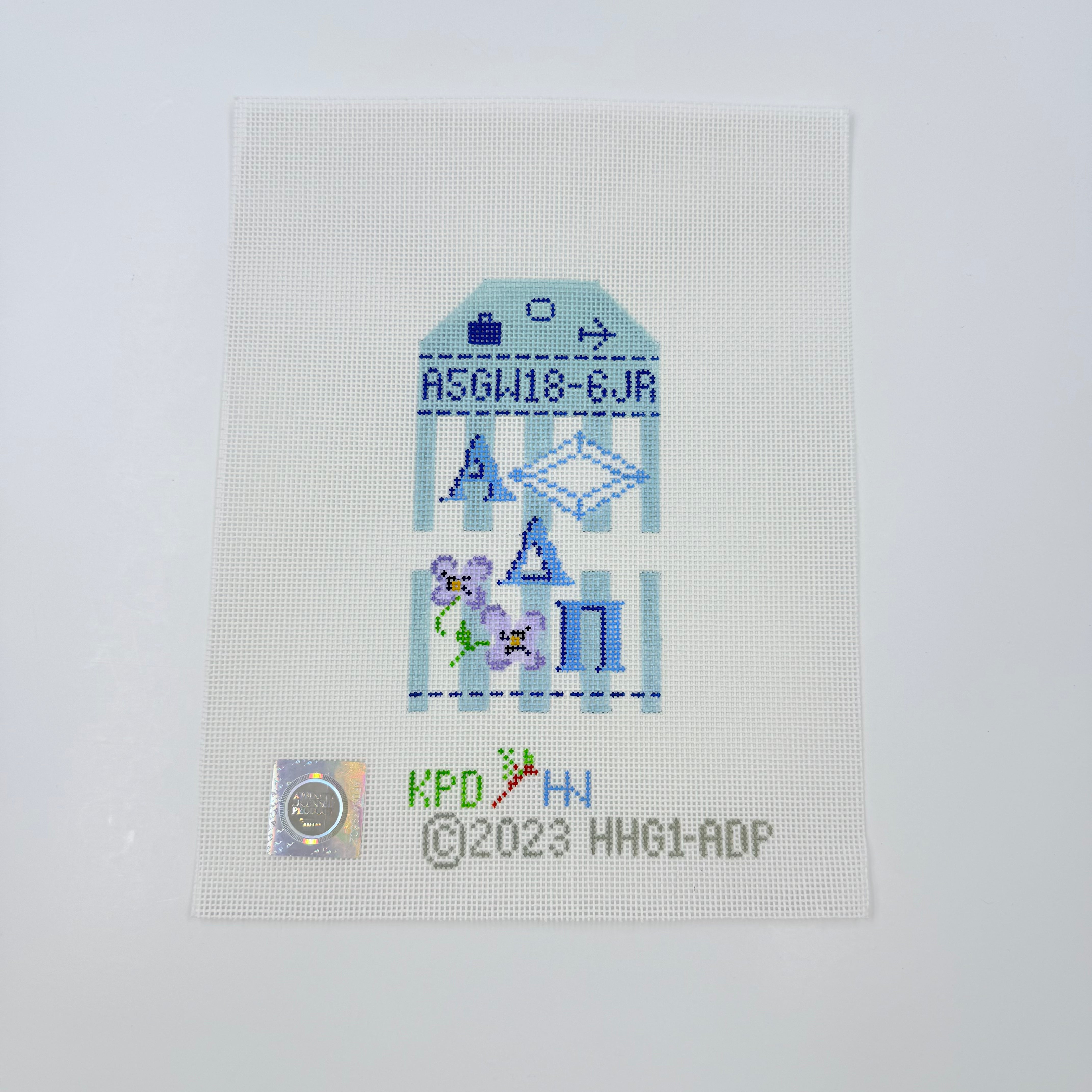 Alpha Delta Pi Travel Tag Canvas - KC Needlepoint
