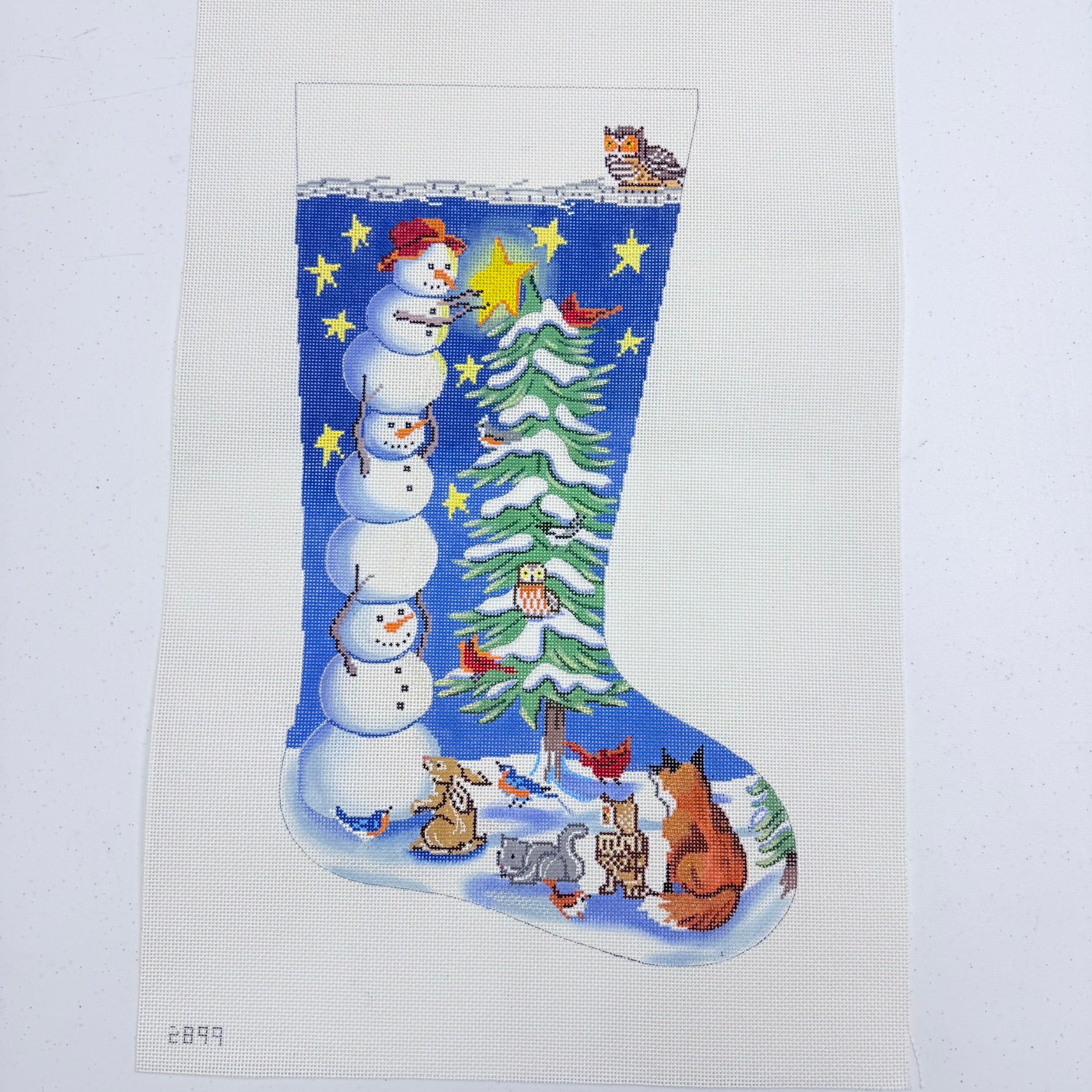 Tree Trimming Snowmen Stocking Canvas - KC Needlepoint