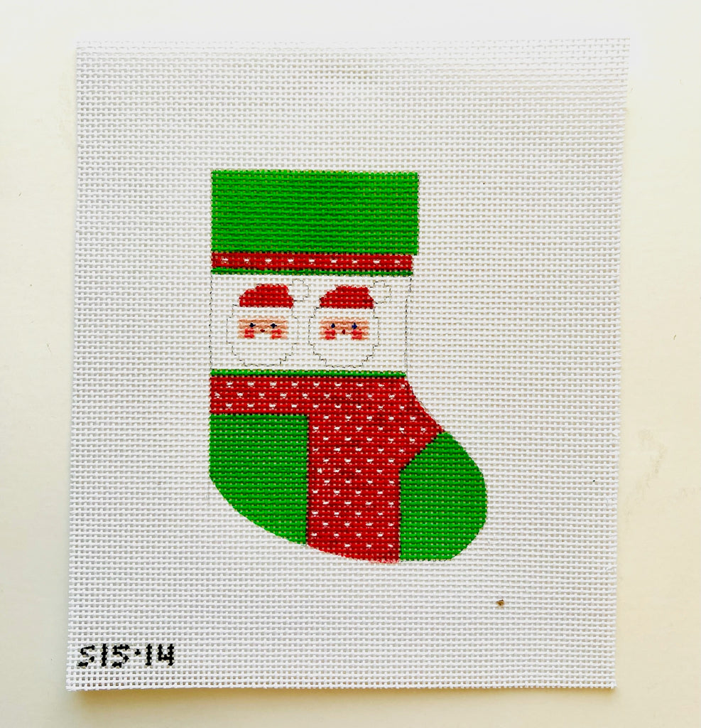Santas Mini Sock Canvas - KC Needlepoint