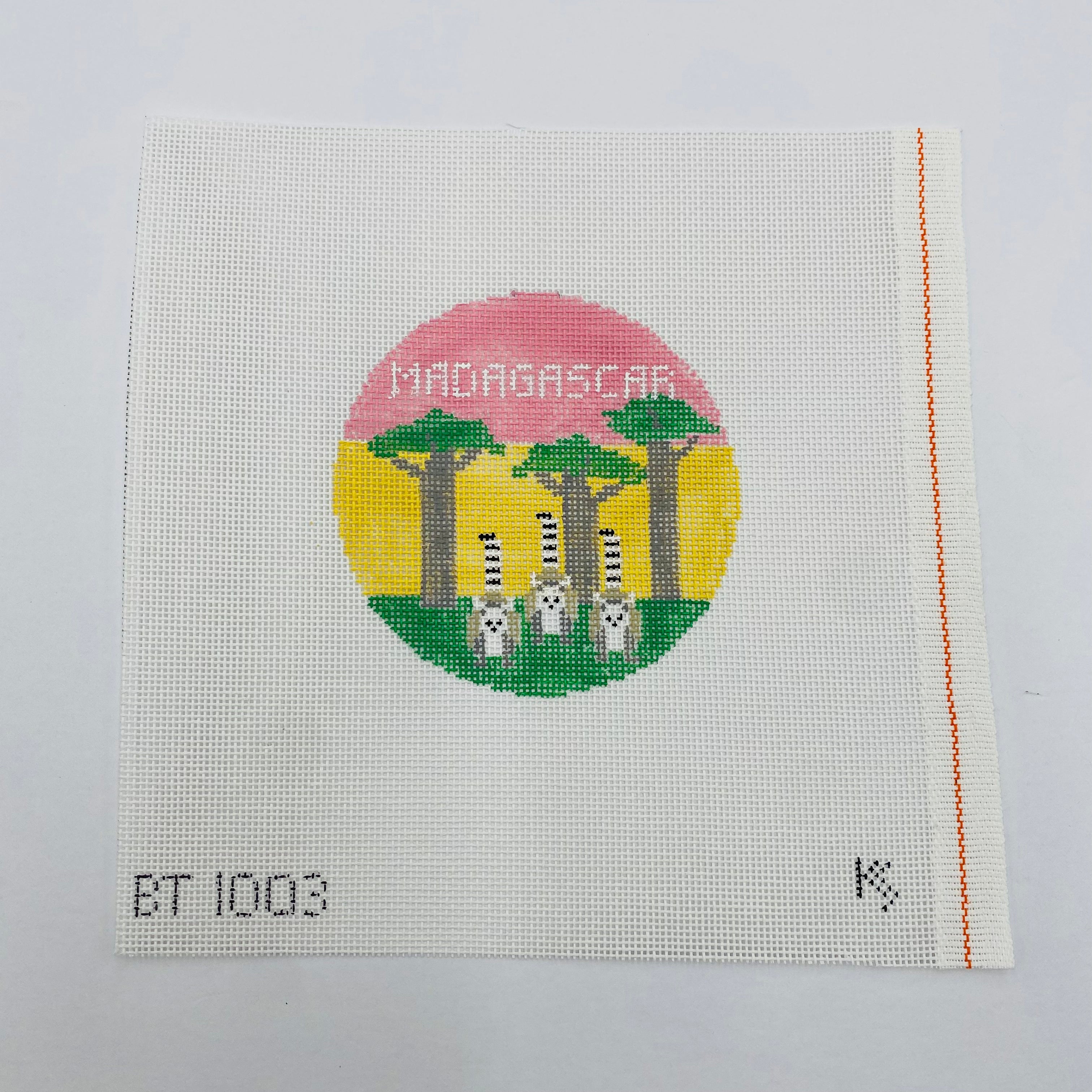 Madagascar Travel Round Canvas - KC Needlepoint