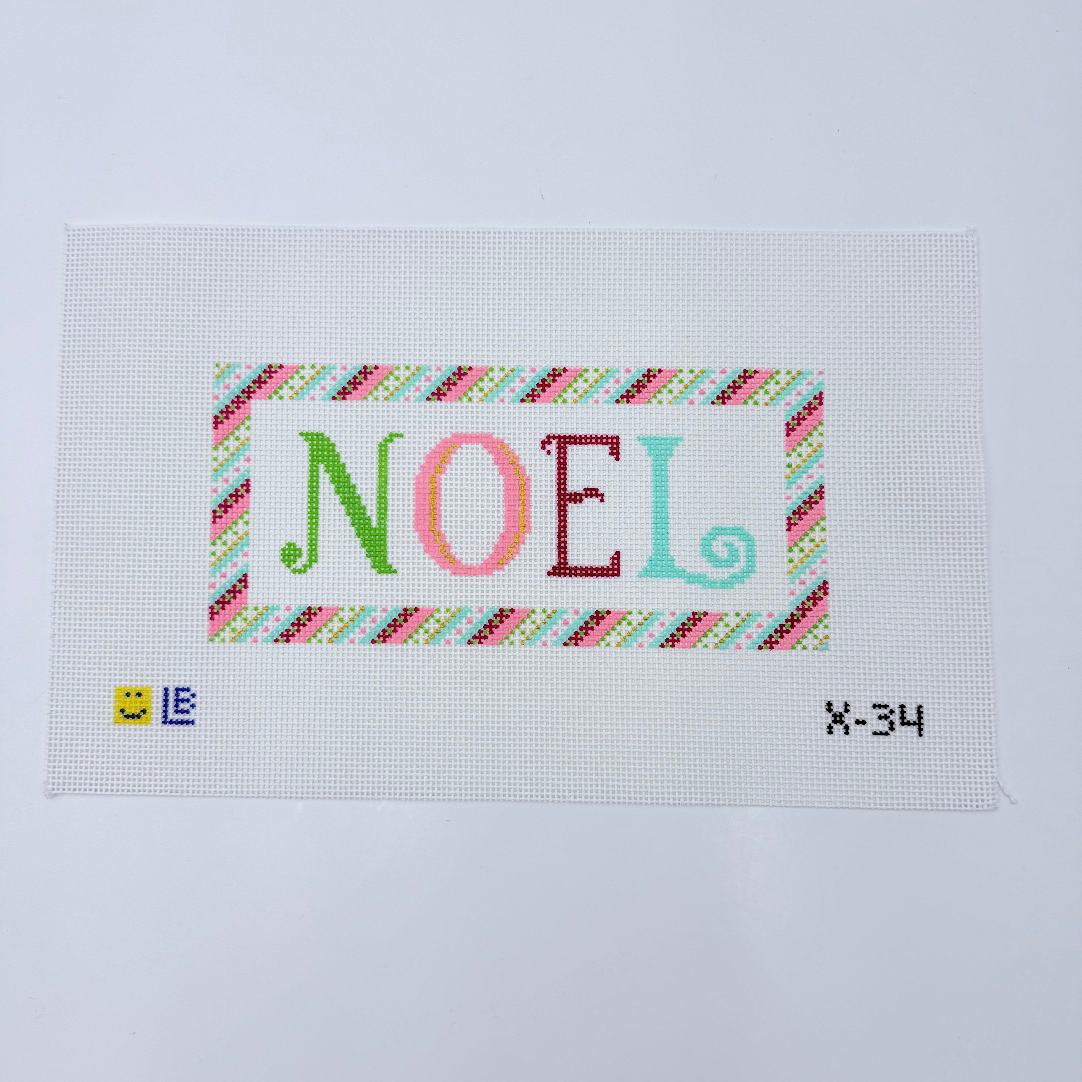 Noel with Ribbon Border Canvas - KC Needlepoint