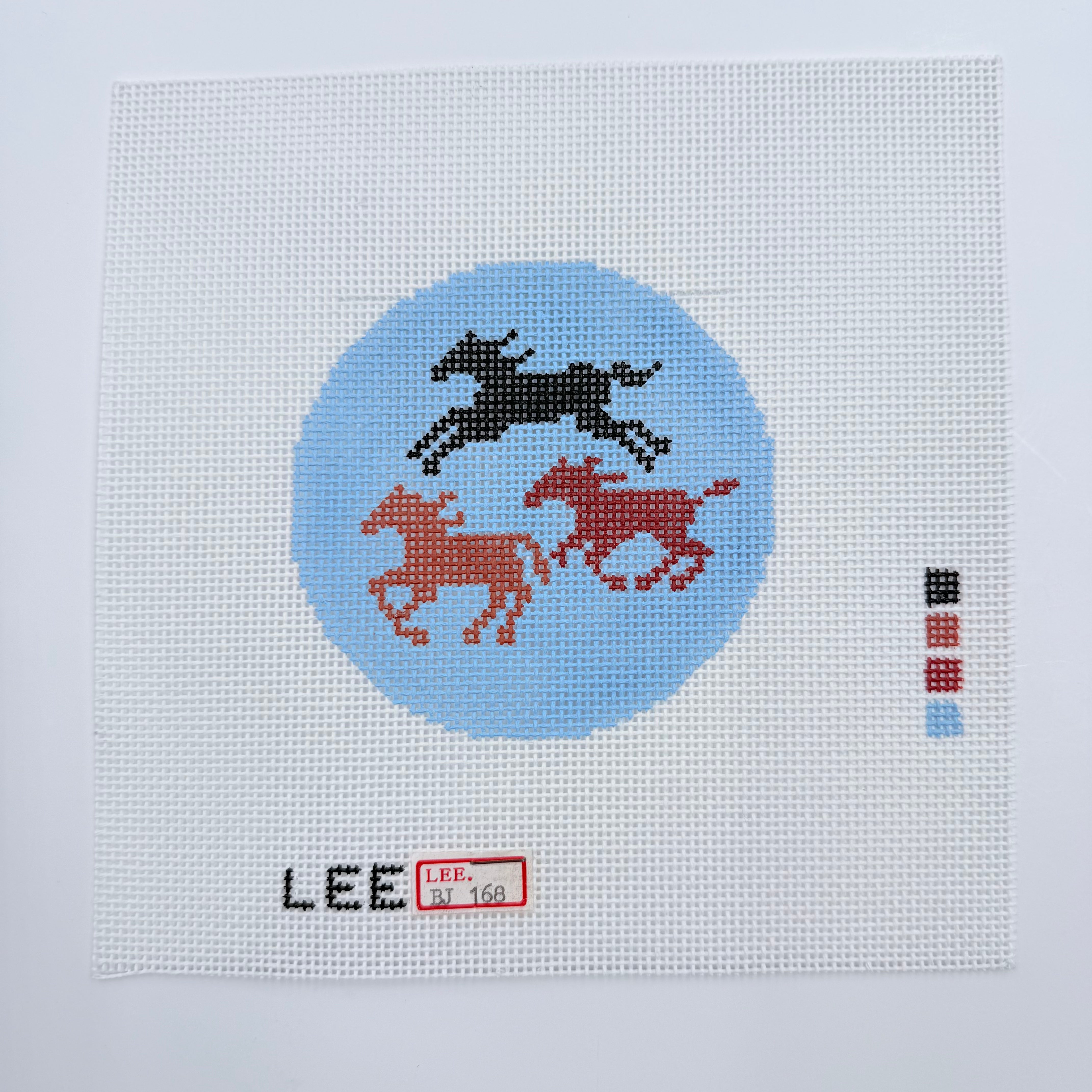 Horses 3" Round Canvas - KC Needlepoint