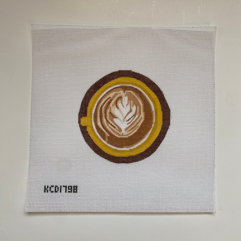 Latte with Leaf Canvas - KC Needlepoint