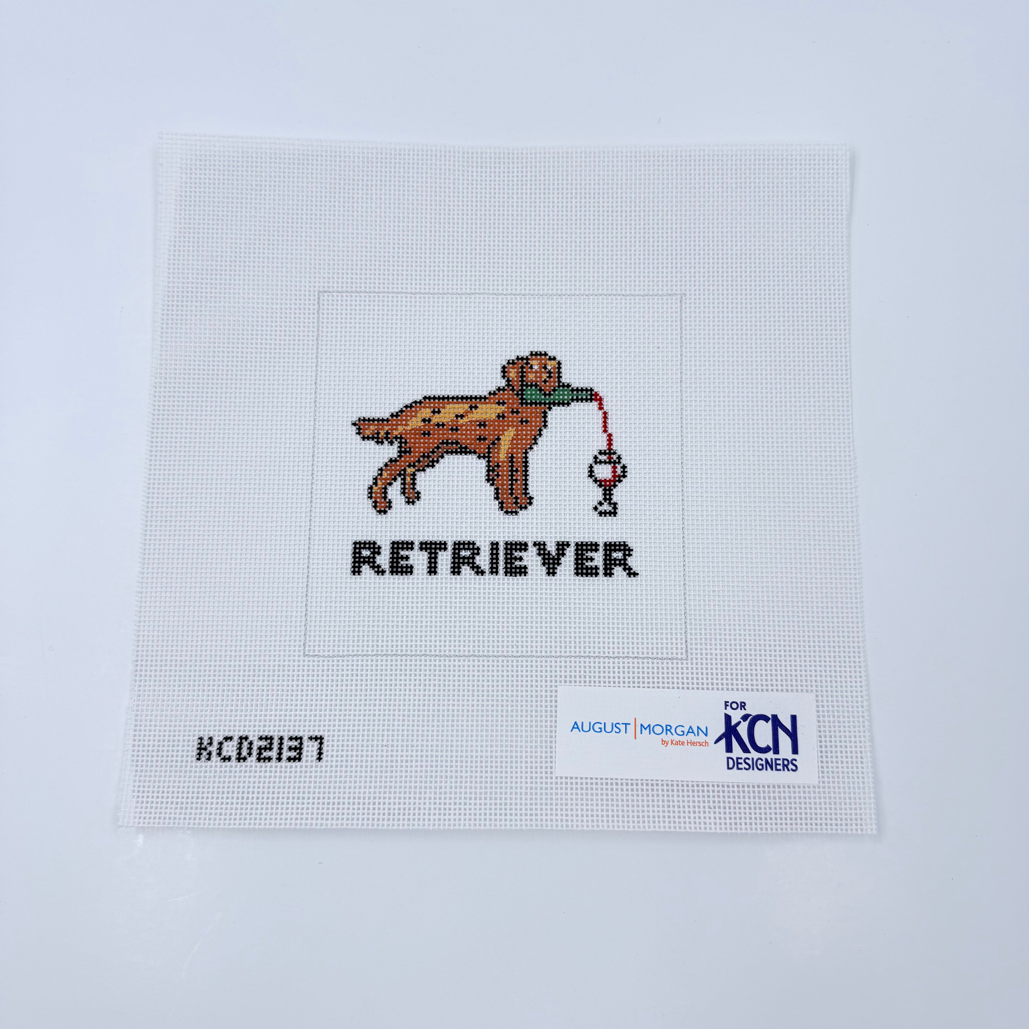 Retriever (Red Wine) Square Canvas - KC Needlepoint