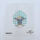 Lamb with Flower Crown on Aqua Gingham Canvas - KC Needlepoint