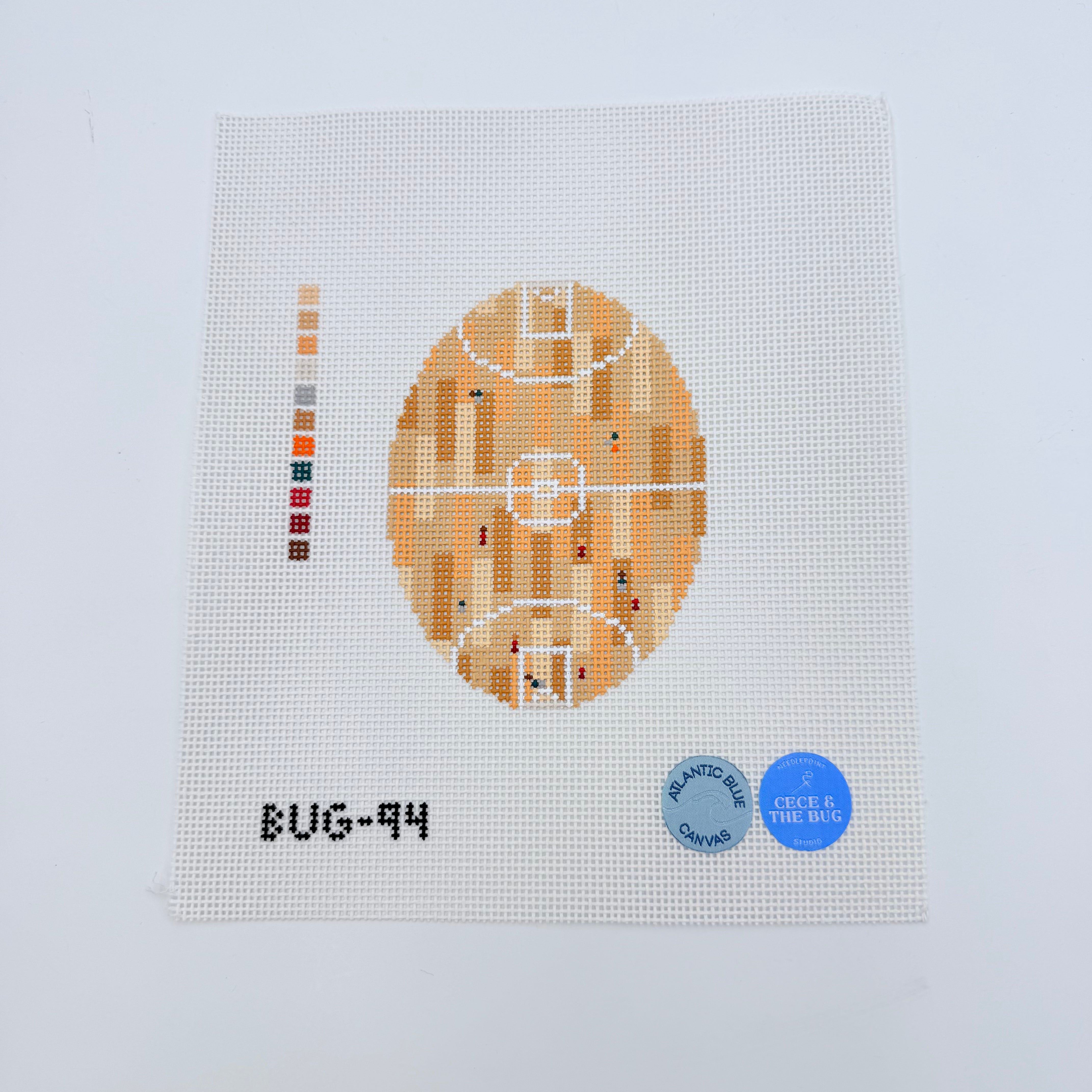 Basketball from Above Oval Canvas - KC Needlepoint