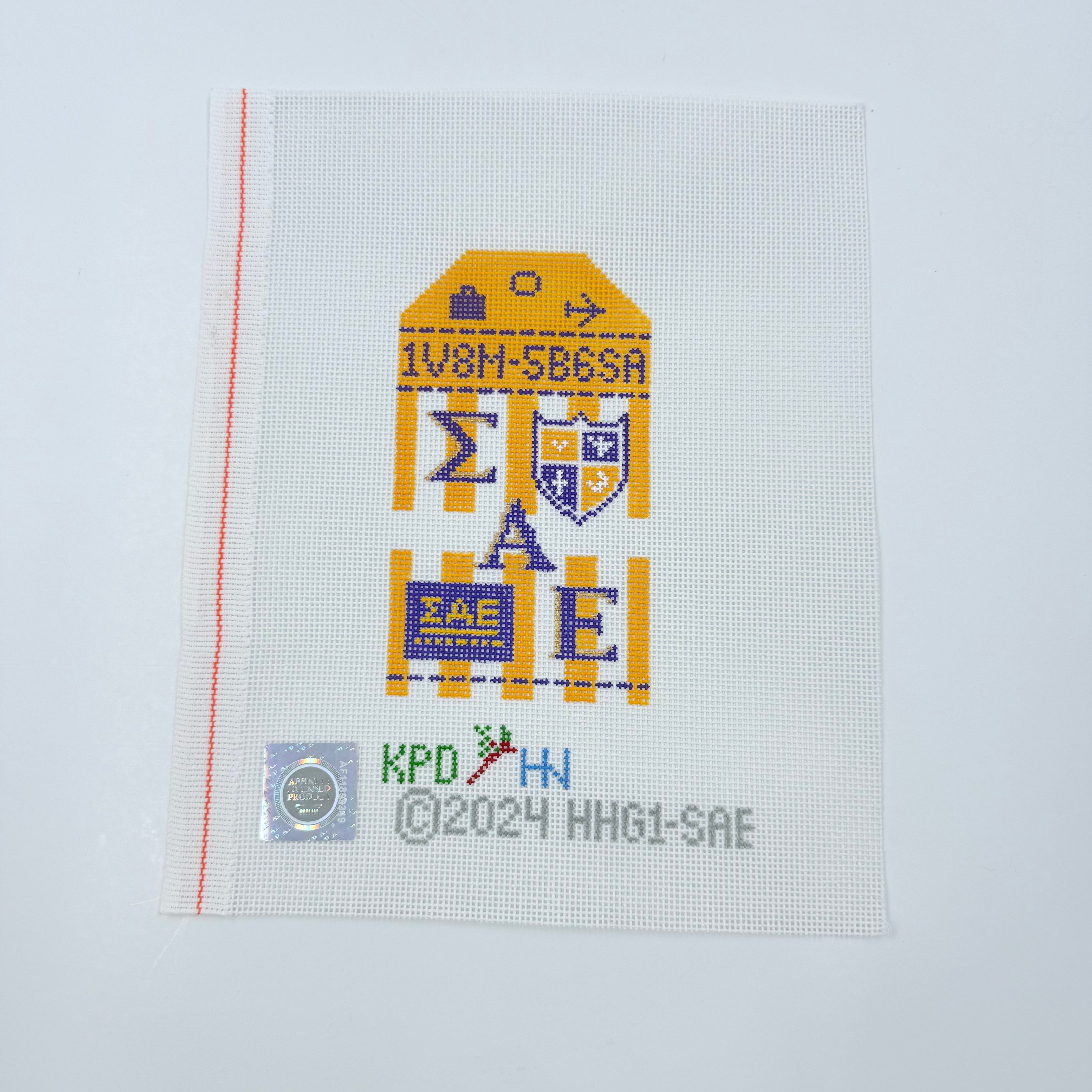 Sigma Alpha Epsilon Travel Tag Canvas - KC Needlepoint