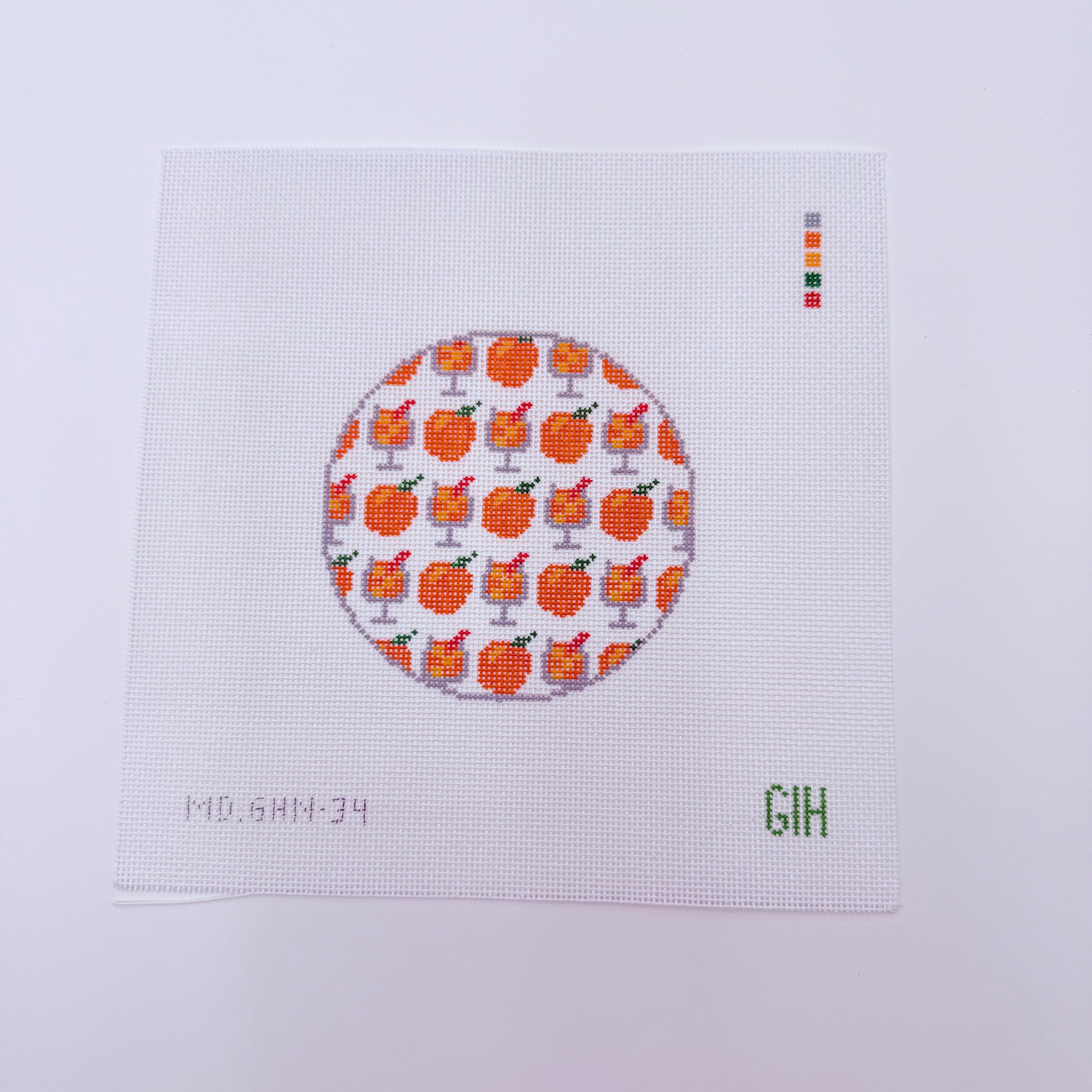 Aperol Sritz Round Canvas - KC Needlepoint